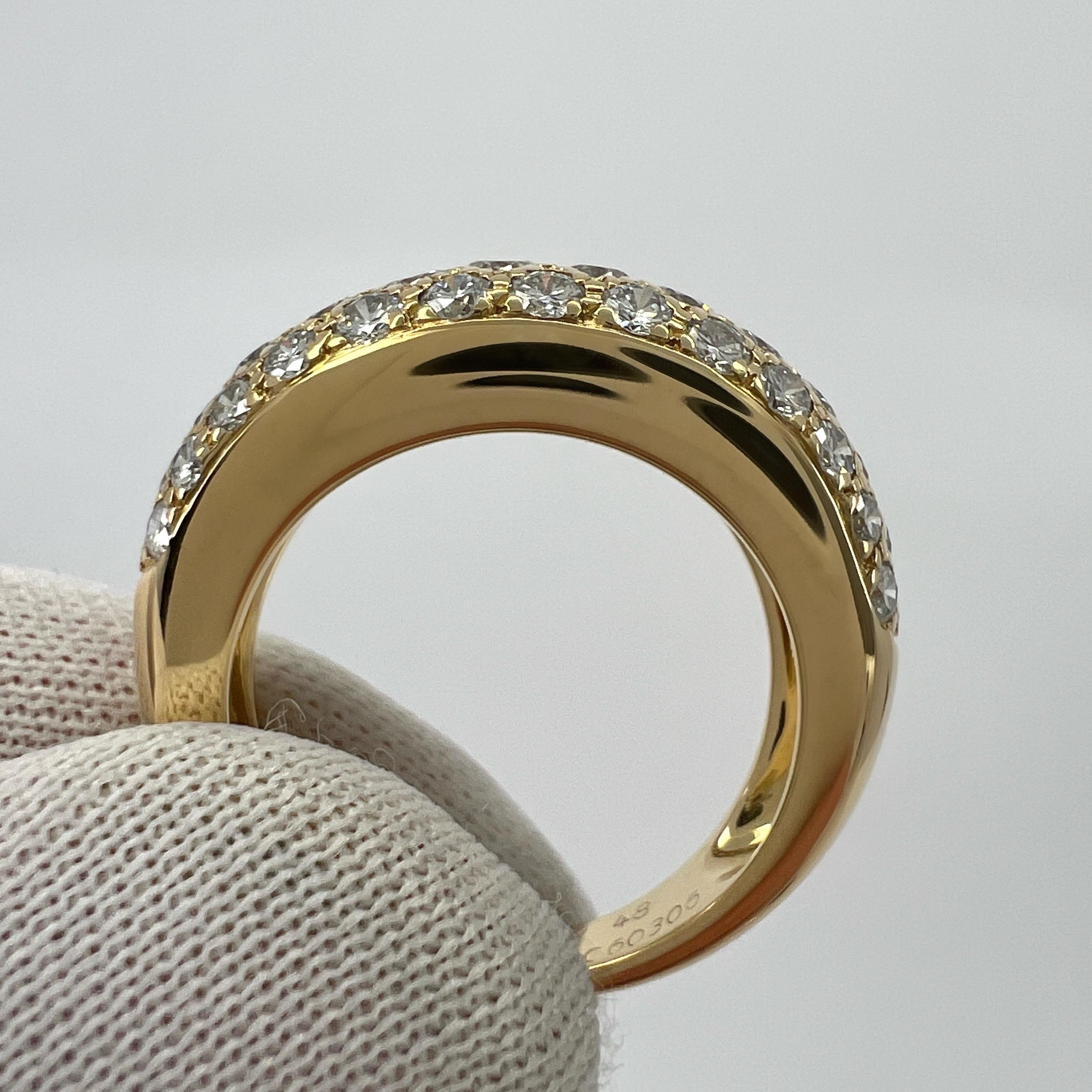 Rare Vintage Cartier Pavé Diamond 18k Yellow Gold Band Dome Ring 49 en vente 1