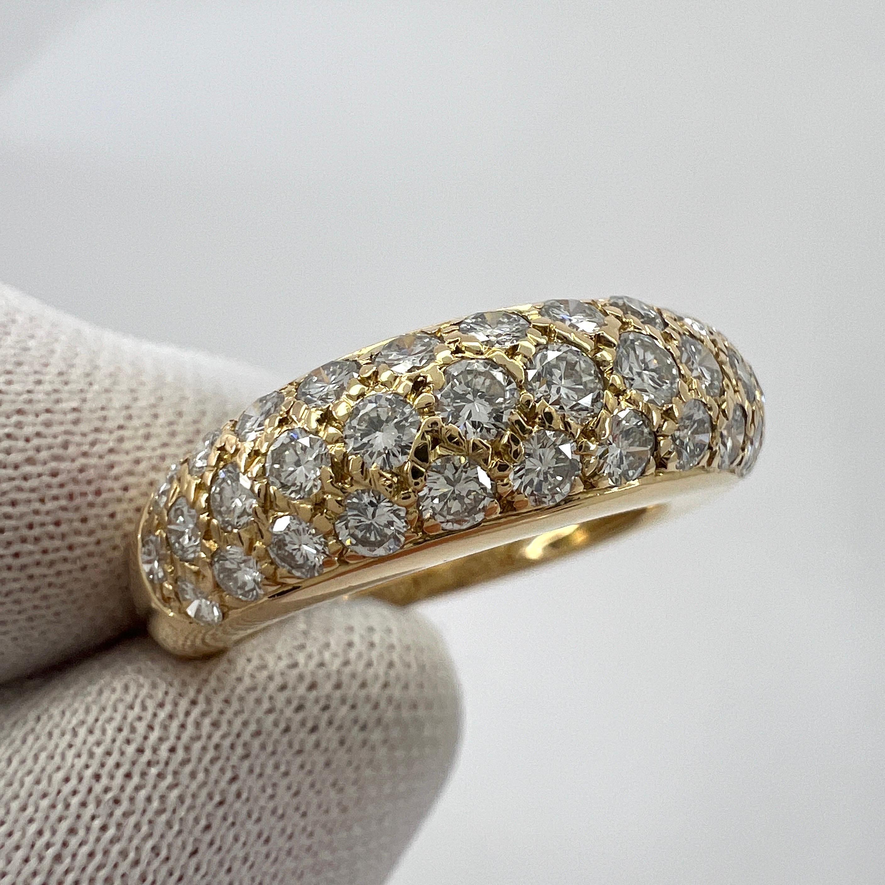 Rare Vintage Cartier Pavé Diamond 18k Yellow Gold Band Dome Ring 49 en vente 4