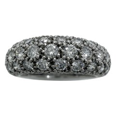Seltene Vintage Cartier Pavé Diamant Mimi 18k Weißgold Band Kuppel Ring 49