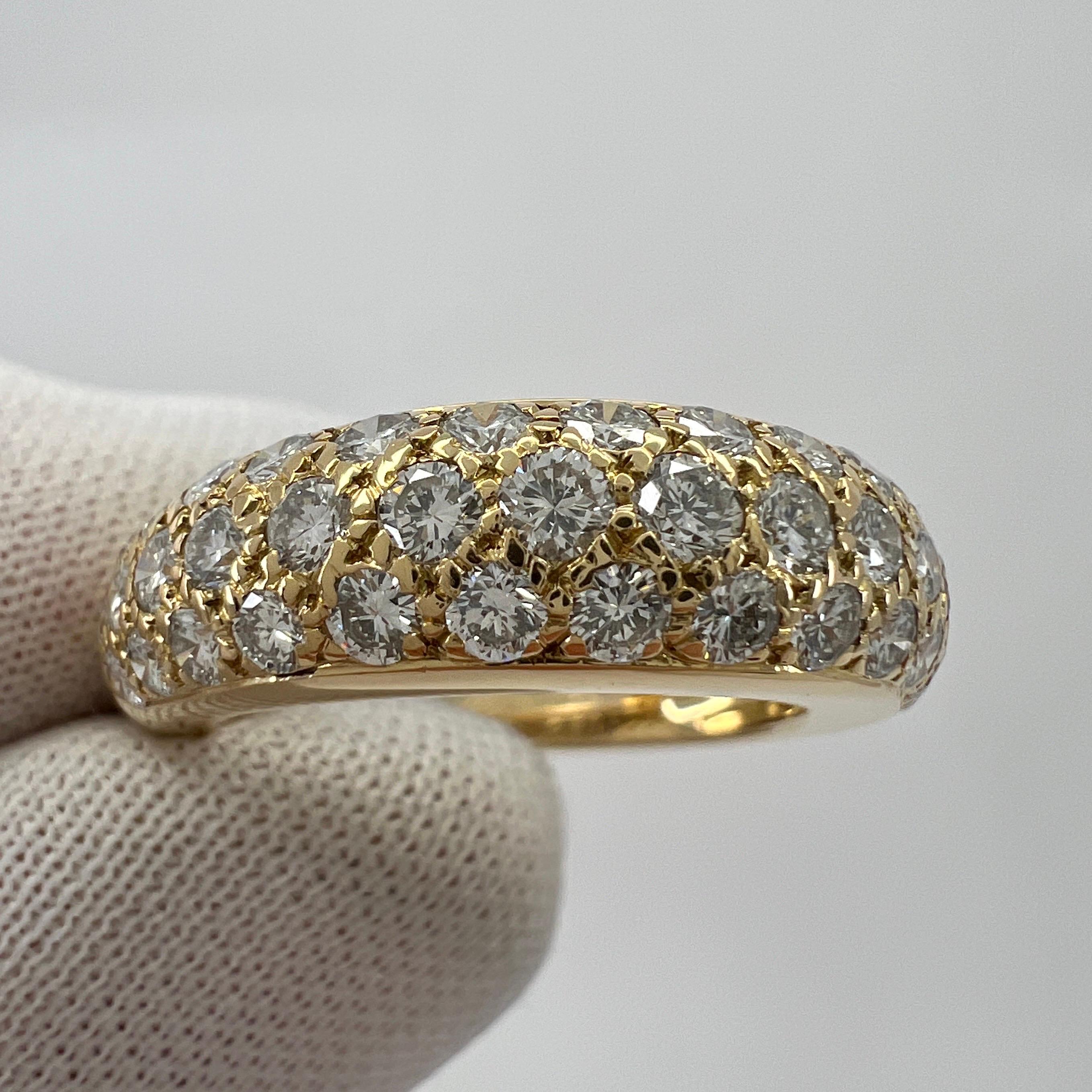 Rare Vintage Cartier Pavé Diamond Mimi 18k Yellow Gold Band Dome Ring 51 In Excellent Condition In Birmingham, GB