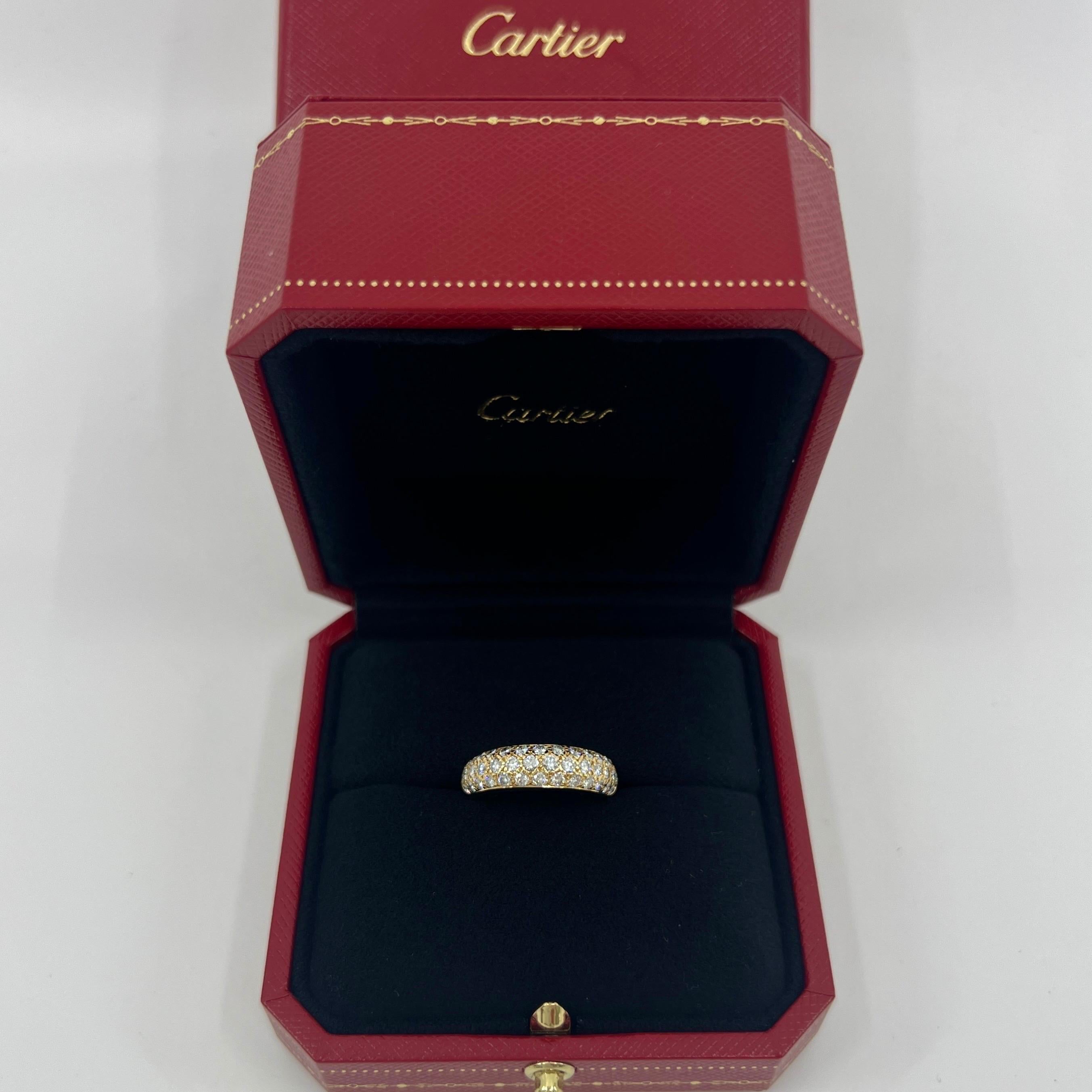 Rare Vintage Cartier Pavé Diamond Mimi 18k Yellow Gold Band Dome Ring 51 4