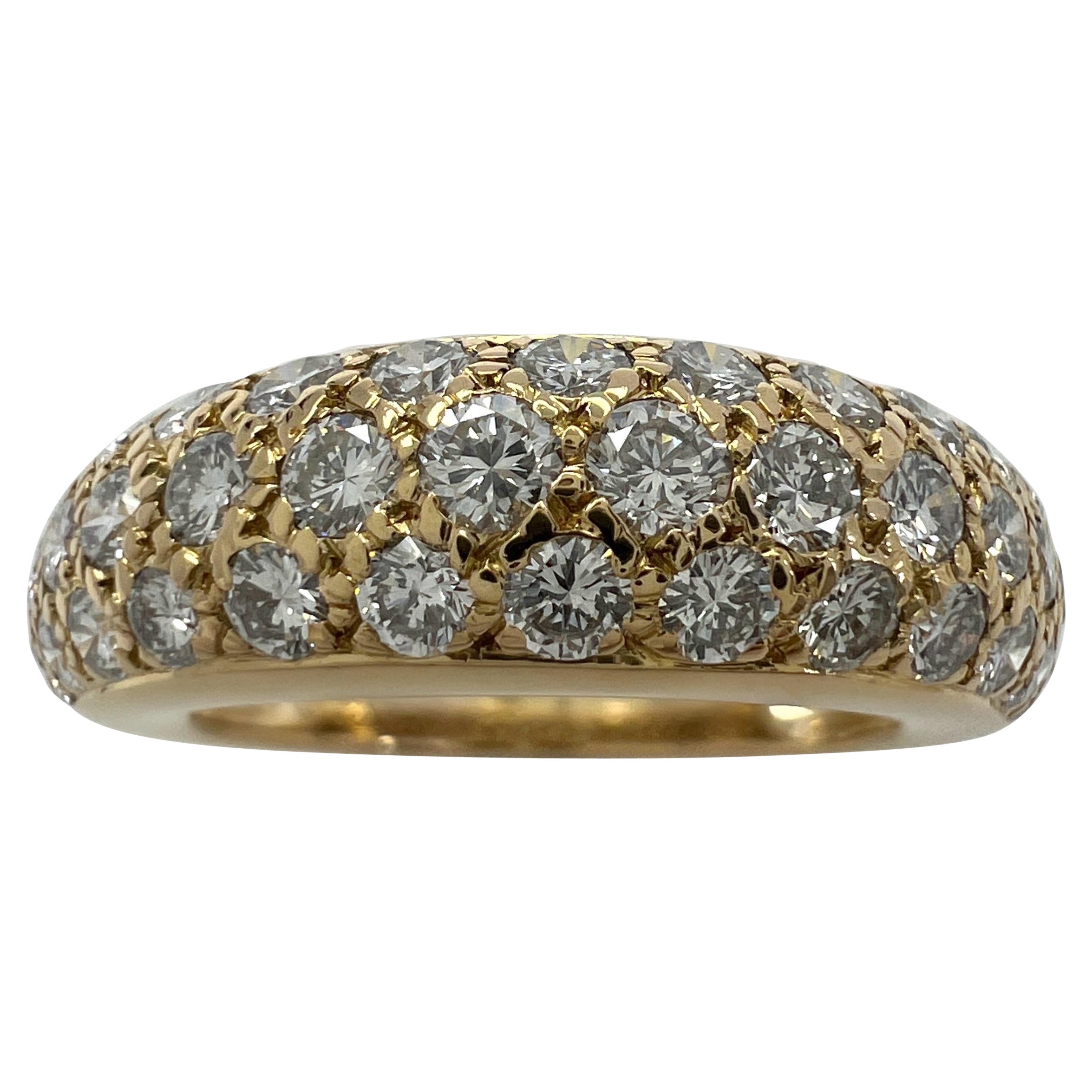 Raro Vintage Cartier Pavé Diamond Mimi 18k Yellow Gold Band Dome Ring 51