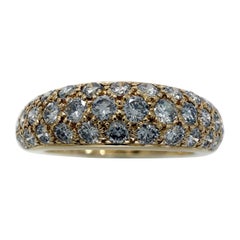 Rare Vintage Cartier Pavé Diamond Mimi 18k Yellow Gold Band Dome Ring US6.5 53