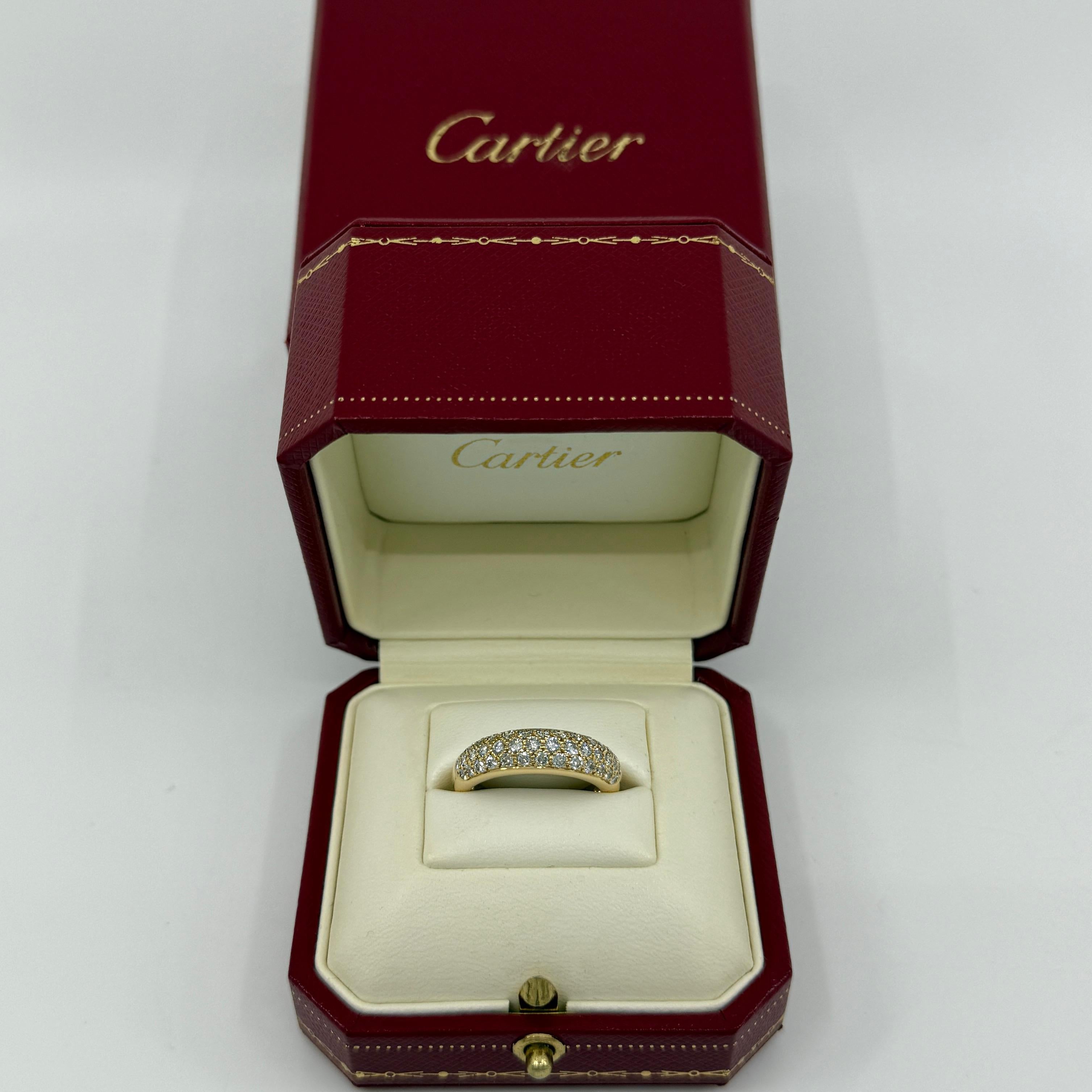 Seltene Vintage Cartier Pavé Diamant Mimi 18k Gelbgold Band Kuppel Ring US8 57 im Angebot 7