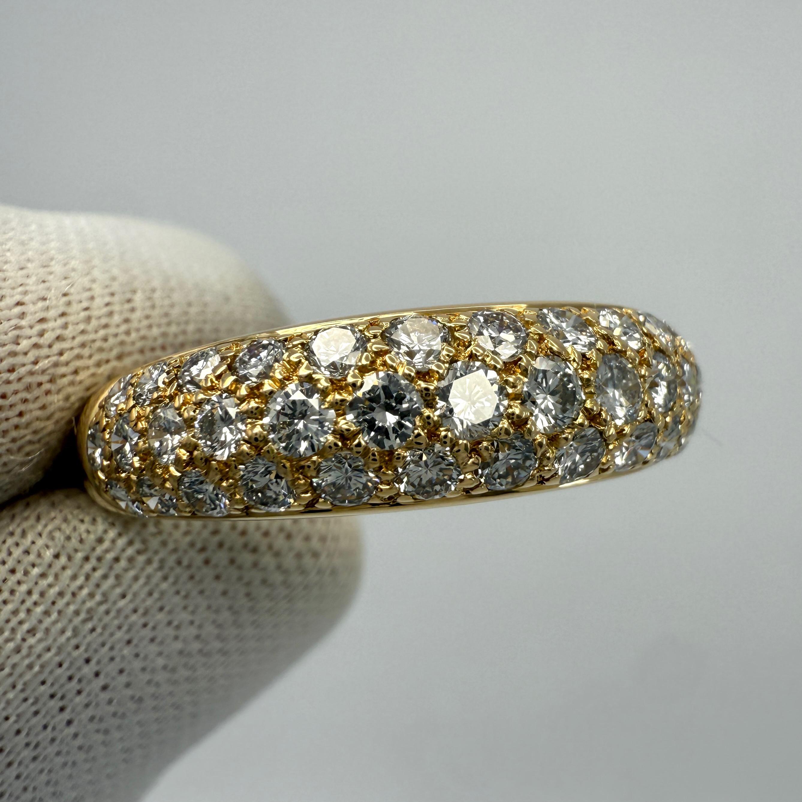 Seltene Vintage Cartier Pavé Diamant Mimi 18k Gelbgold Band Kuppel Ring US8 57 (Rundschliff) im Angebot