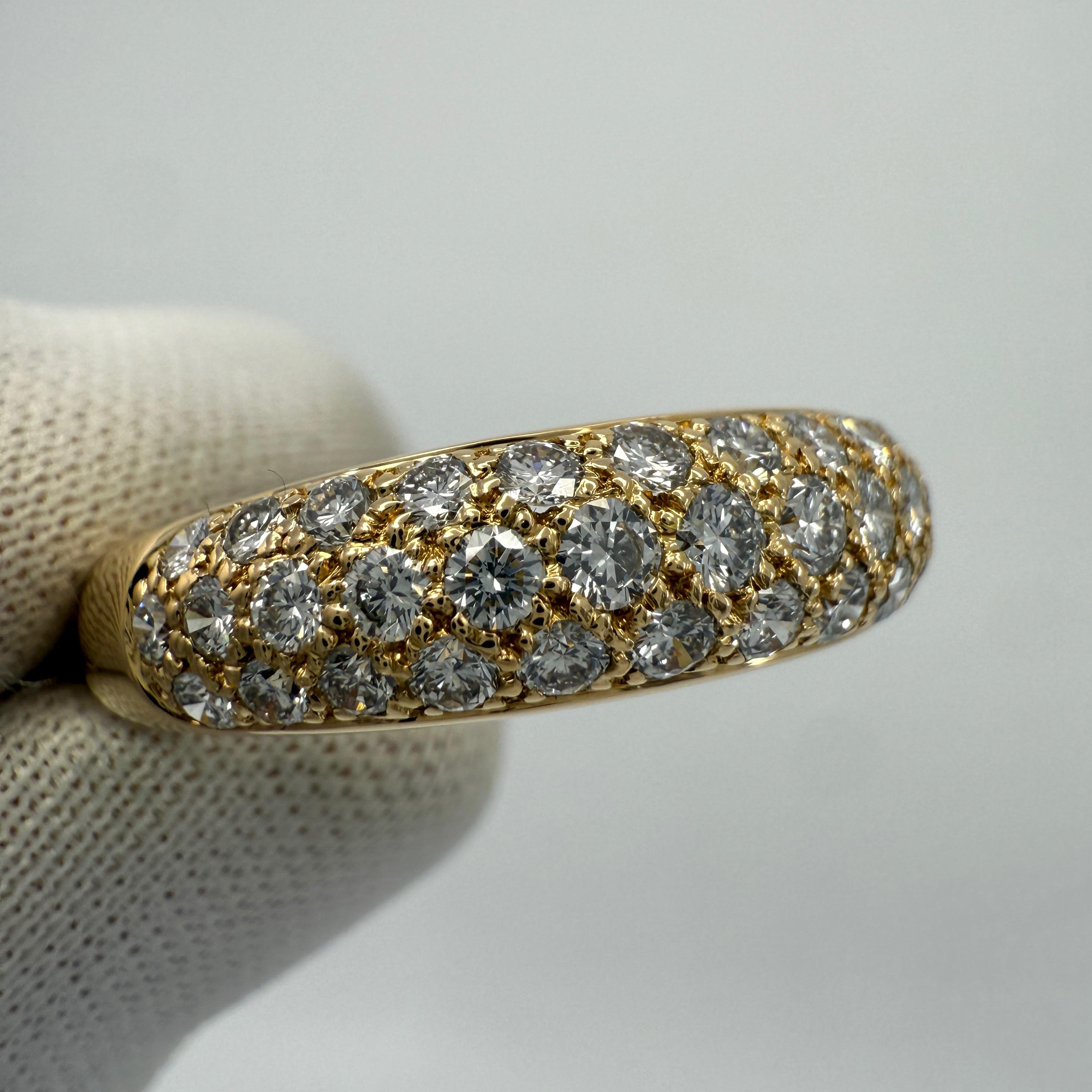 Seltene Vintage Cartier Pavé Diamant Mimi 18k Gelbgold Band Kuppel Ring US8 57 im Zustand „Hervorragend“ im Angebot in Birmingham, GB