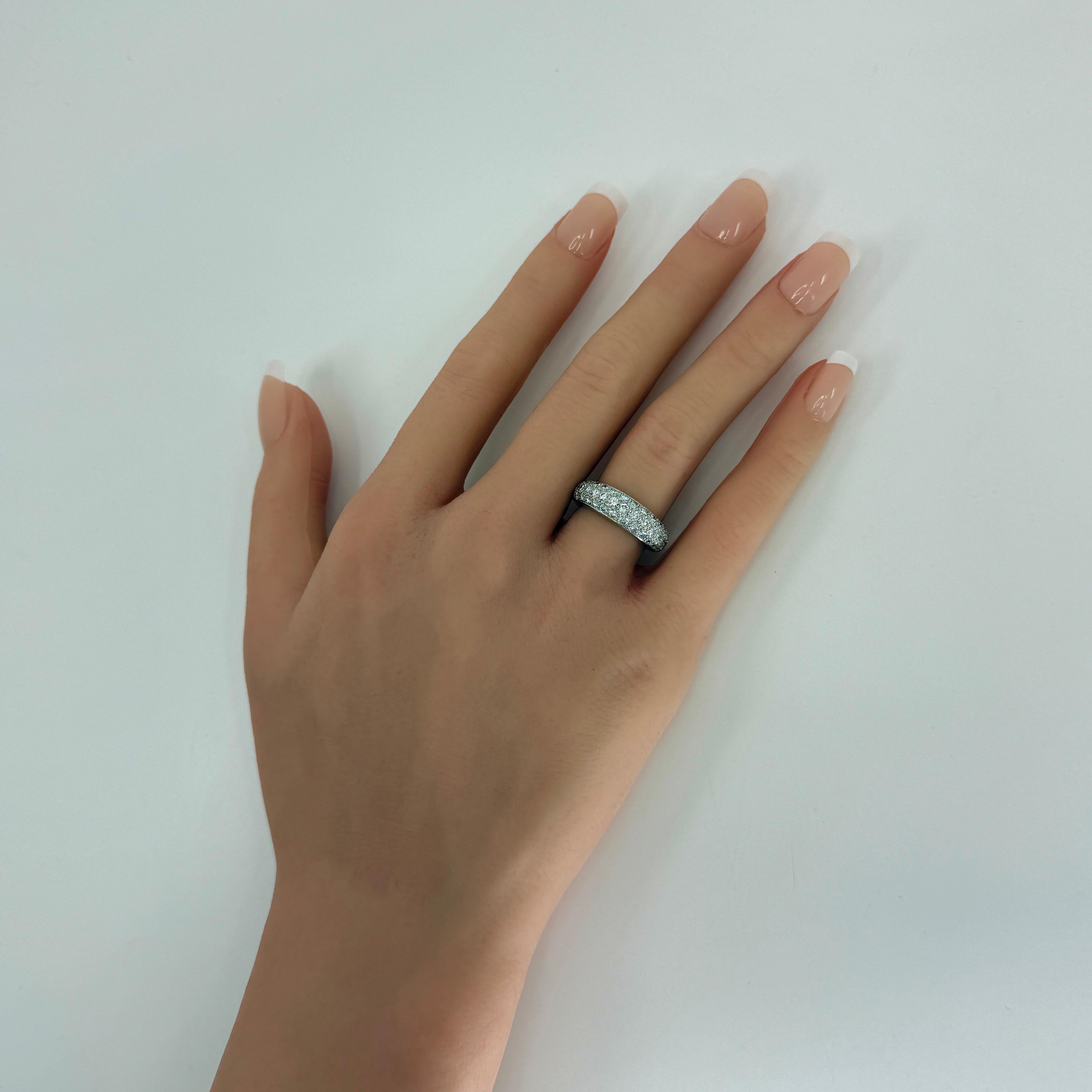 Raro Anillo Vintage Cartier Pavé Diamond Mimi 950 Platinum Band Dome 49 en venta 6