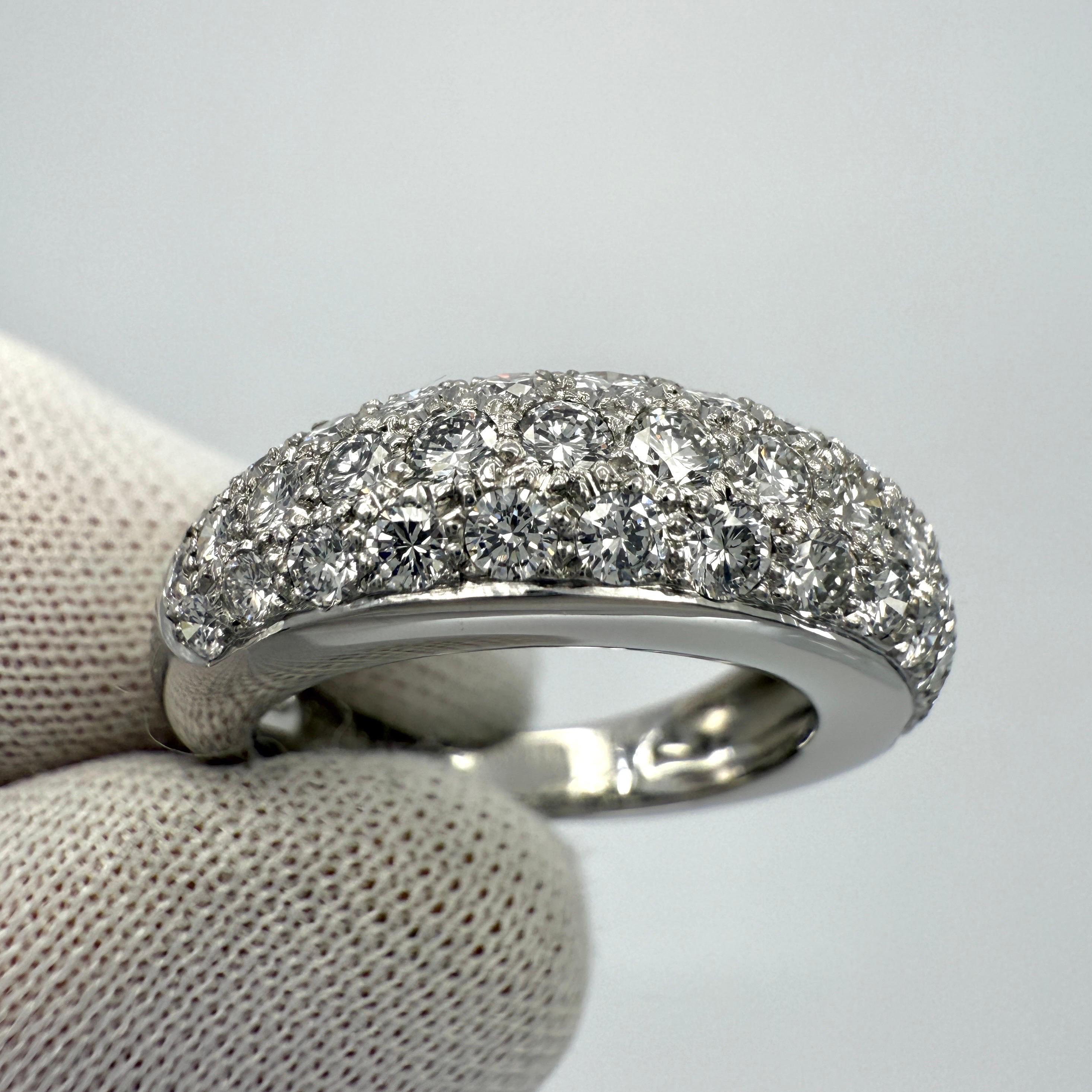 Raro Anillo Vintage Cartier Pavé Diamond Mimi 950 Platinum Band Dome 49 Corte redondo en venta