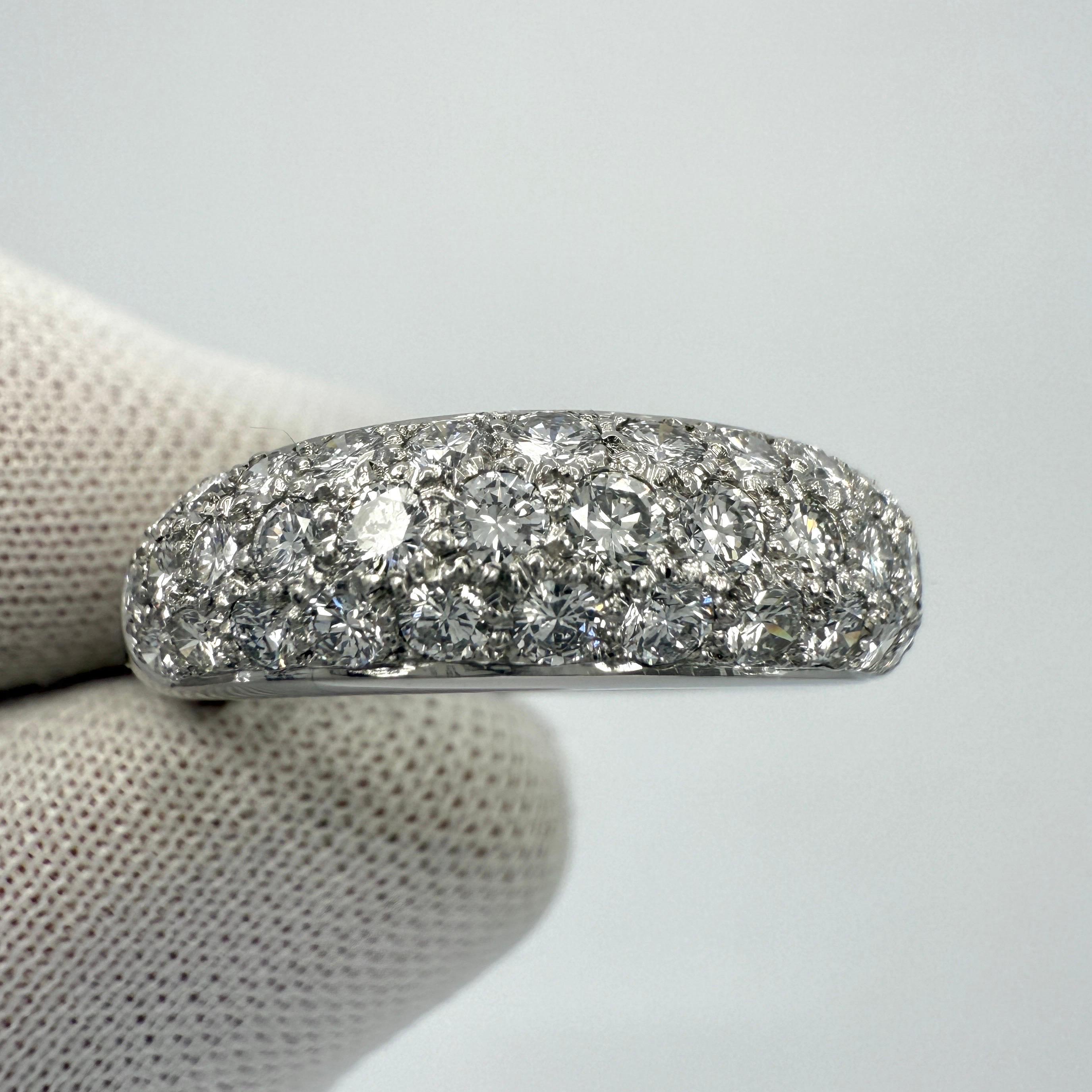 Raro Anillo Vintage Cartier Pavé Diamond Mimi 950 Platinum Band Dome 49 en venta 1