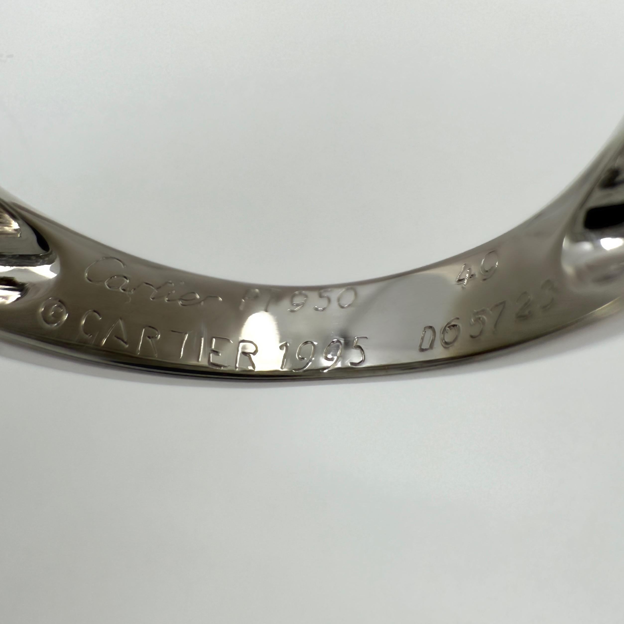 Raro Anillo Vintage Cartier Pavé Diamond Mimi 950 Platinum Band Dome 49 en venta 3
