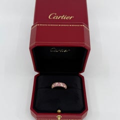 Rare Vintage Cartier Pavé Pink Sapphire & Diamond 18k Rose Gold Band Dome Ring