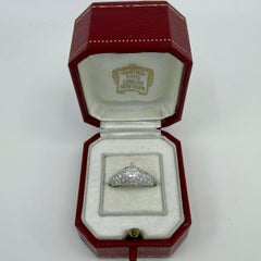 Seltener Vintage-Ring von Cartier aus 18-karätigem Weißgold mit Diamant im Birnenschliff und Pavé-Fassung, Größe 50