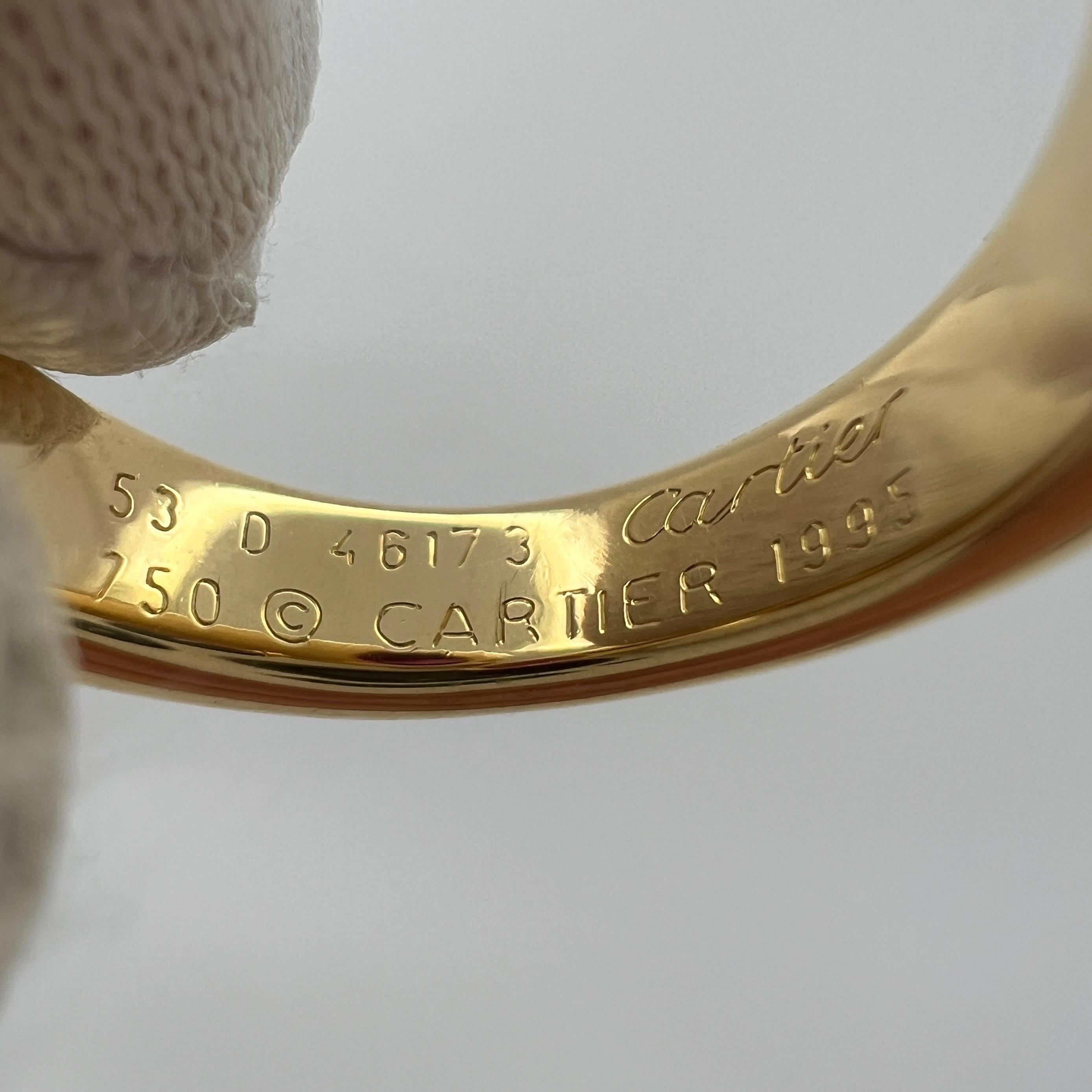 Seltener Vintage Cartier Roter Rubin Ellipsen Ovalschliff 18k Gold Bypass geteilter Ring 6,5 52 4