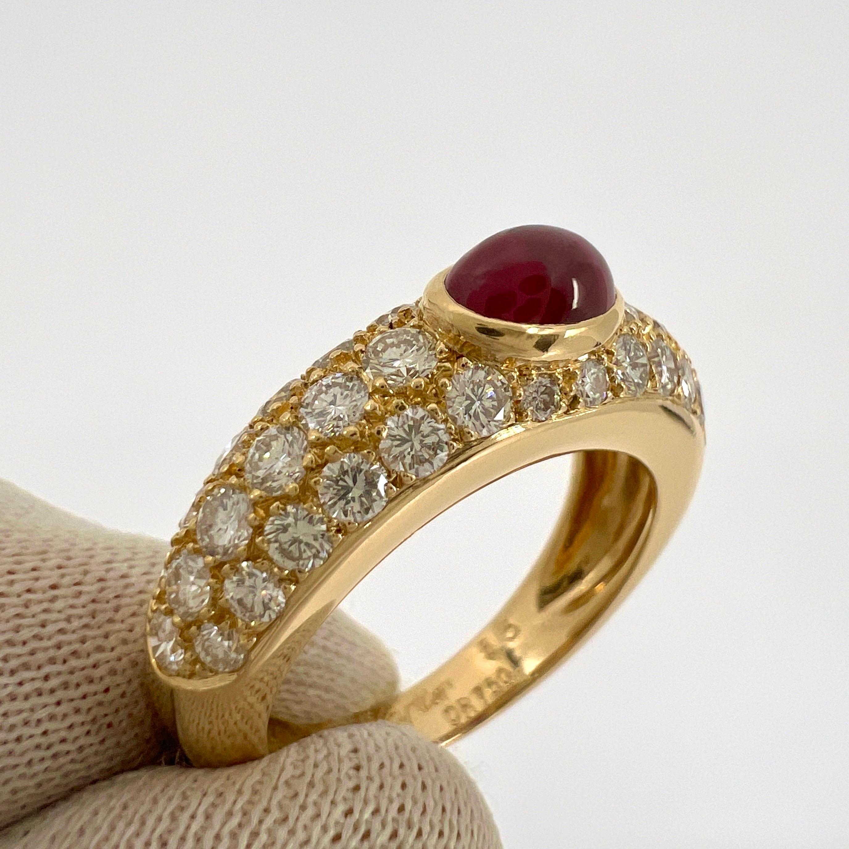 Cartier Mimi, bague vintage rare cabochon ovale en or jaune 18 carats, rubis et diamants Excellent état - En vente à Birmingham, GB