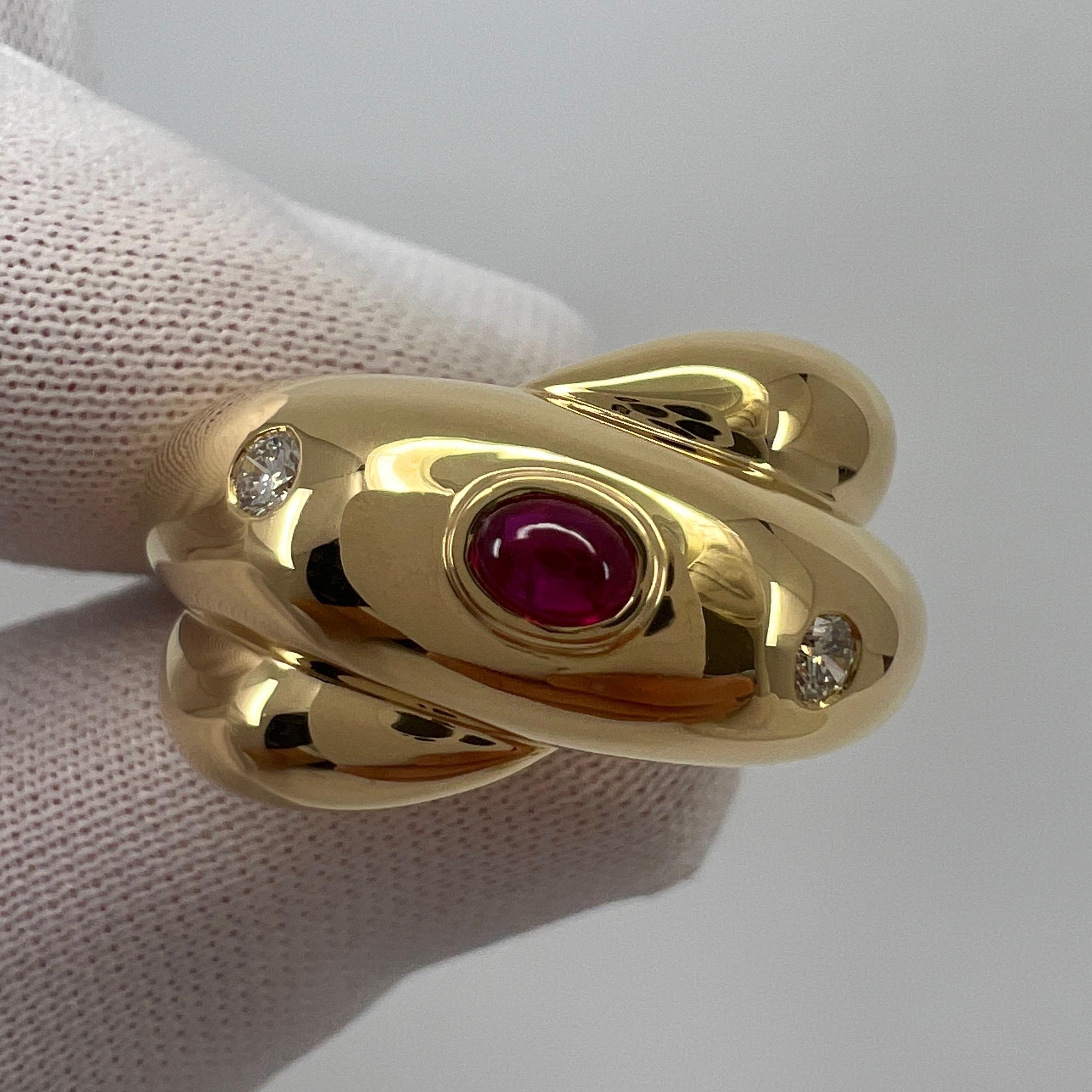 Rare Vintage Cartier Ruby Diamond Corize Oval Cabochon 18k Yellow Gold Dome Ring For Sale 6