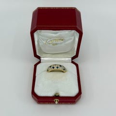 Rare Vintage Cartier Sapphire And Diamond 18k Yellow Gold Band Dome Ring 53