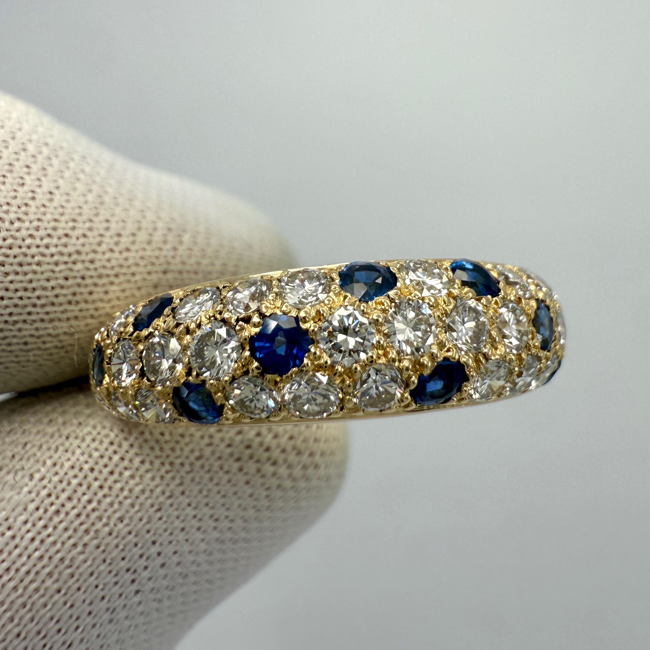 Raro anello d'epoca Cartier con zaffiro e diamante in oro giallo 18 carati a forma di cupola 53 In condizioni ottime in vendita a Birmingham, GB