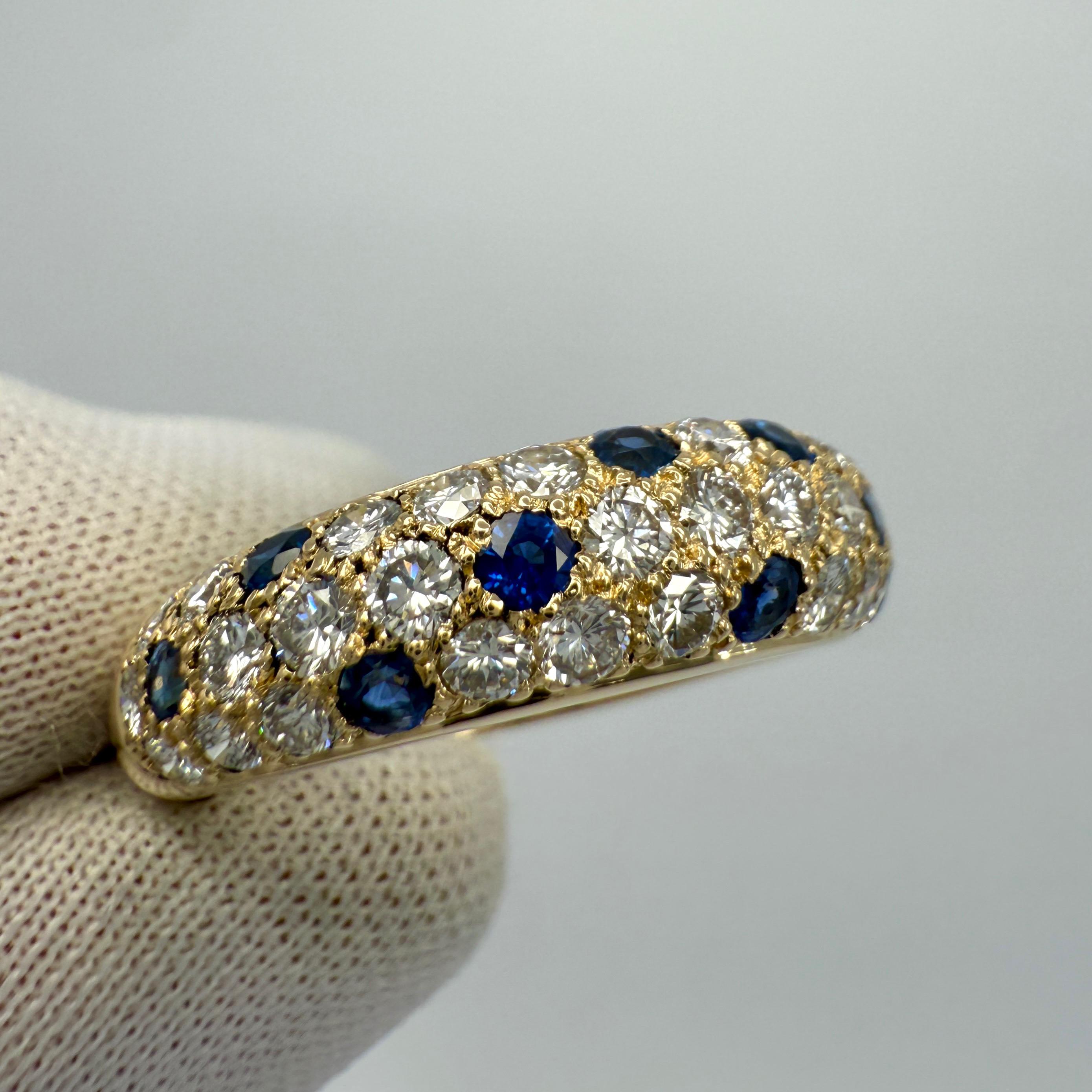 Seltene Vintage Cartier Saphir und Diamant 18k Gelbgold Band Kuppel Ring im Angebot 5