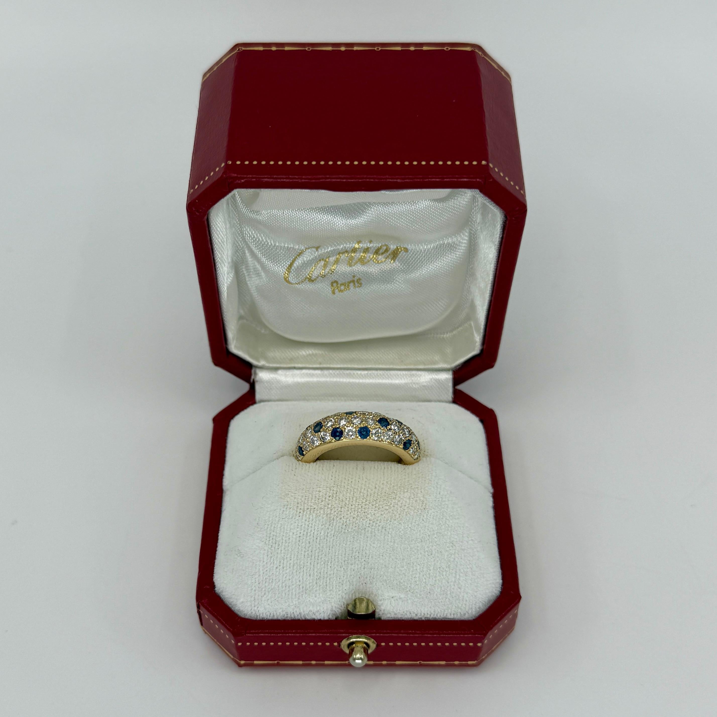 Seltene Vintage Cartier Saphir und Diamant 18k Gelbgold Band Kuppel Ring im Angebot 7