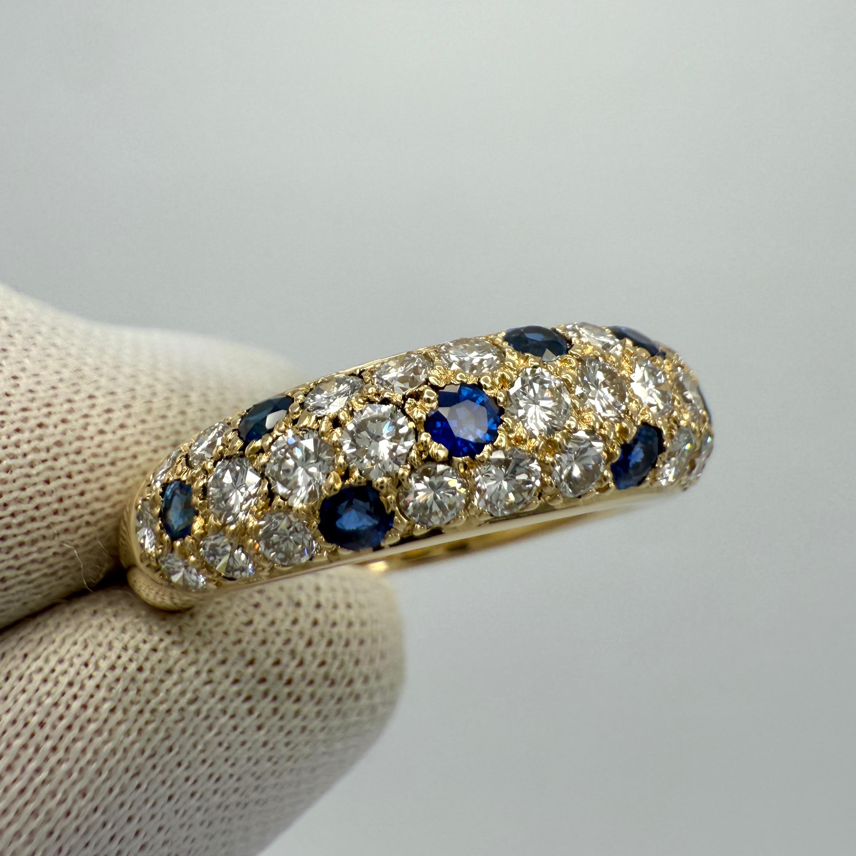 Seltene Vintage Cartier Saphir und Diamant 18k Gelbgold Band Kuppel Ring für Damen oder Herren im Angebot