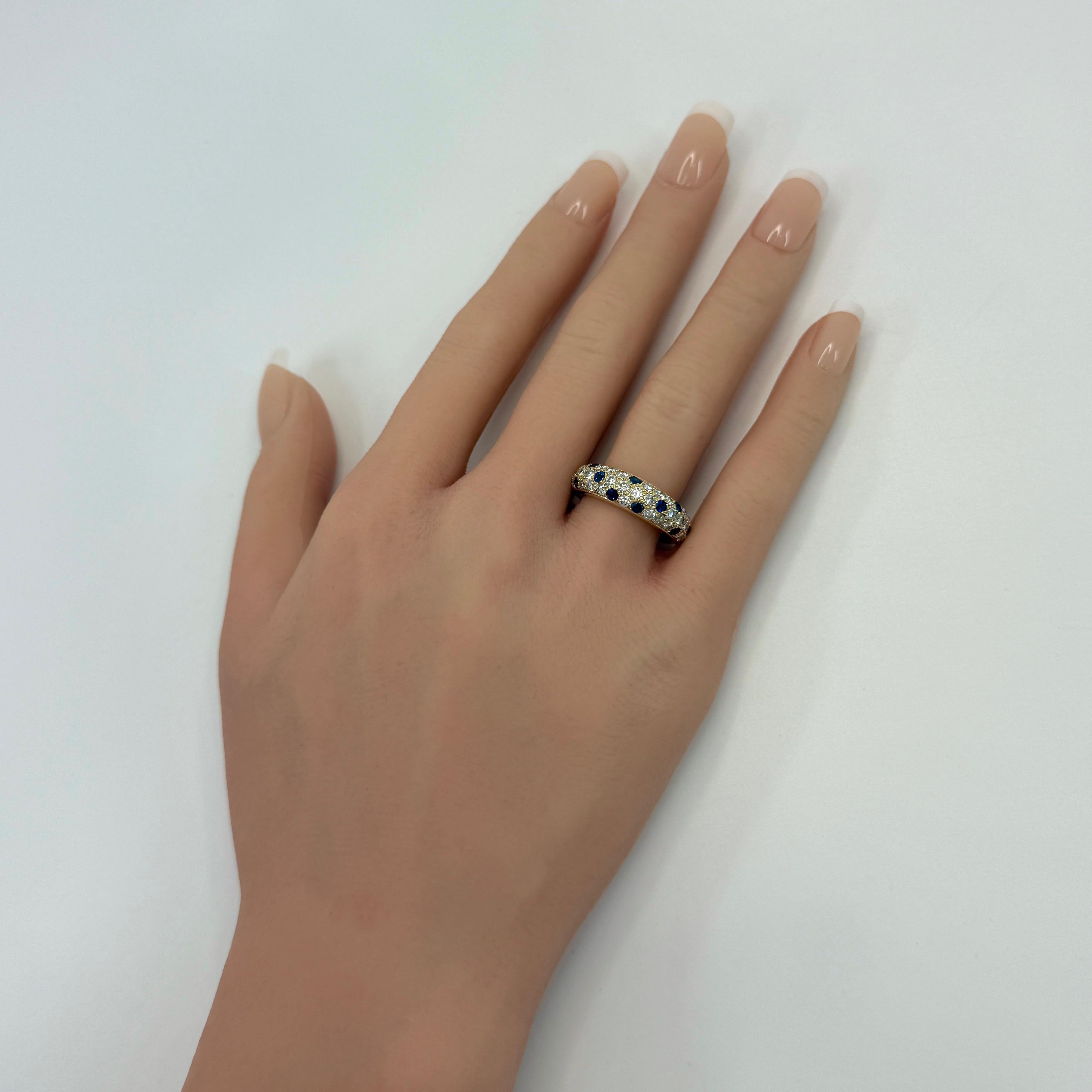 Seltene Vintage Cartier Saphir und Diamant 18k Gelbgold Band Kuppel Ring im Angebot 1