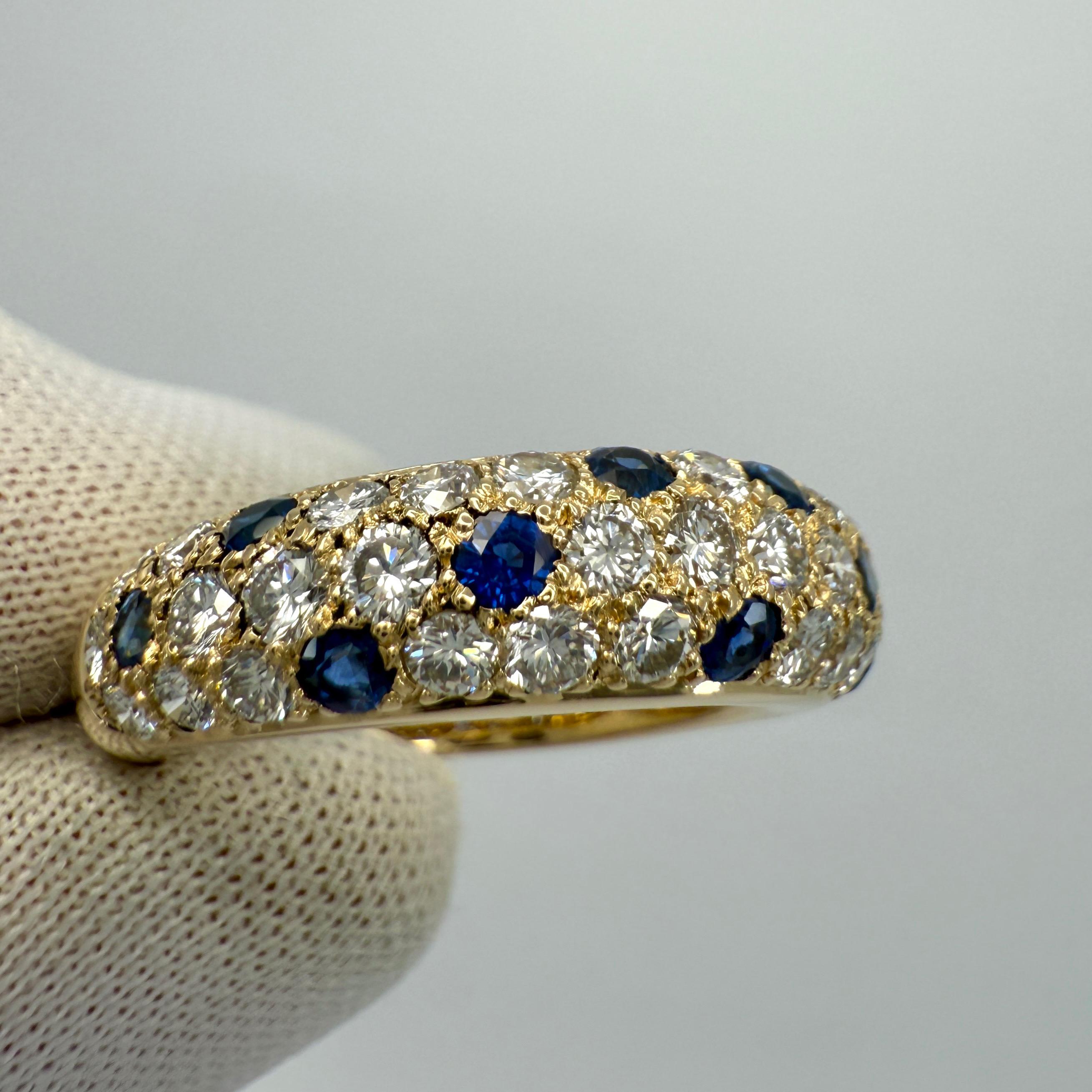 Seltene Vintage Cartier Saphir und Diamant 18k Gelbgold Band Kuppel Ring im Angebot 2