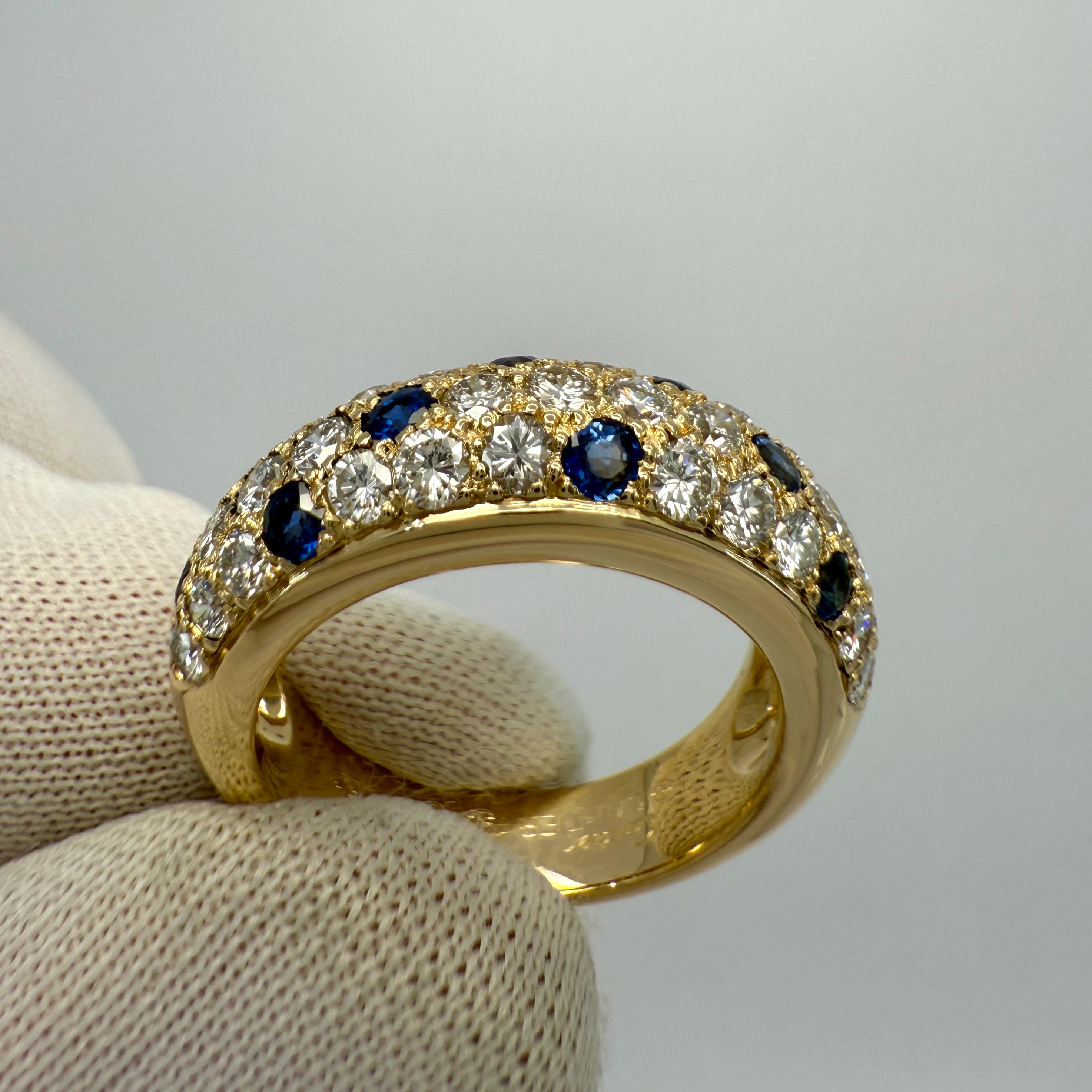 Seltene Vintage Cartier Saphir und Diamant 18k Gelbgold Band Kuppel Ring im Angebot 3