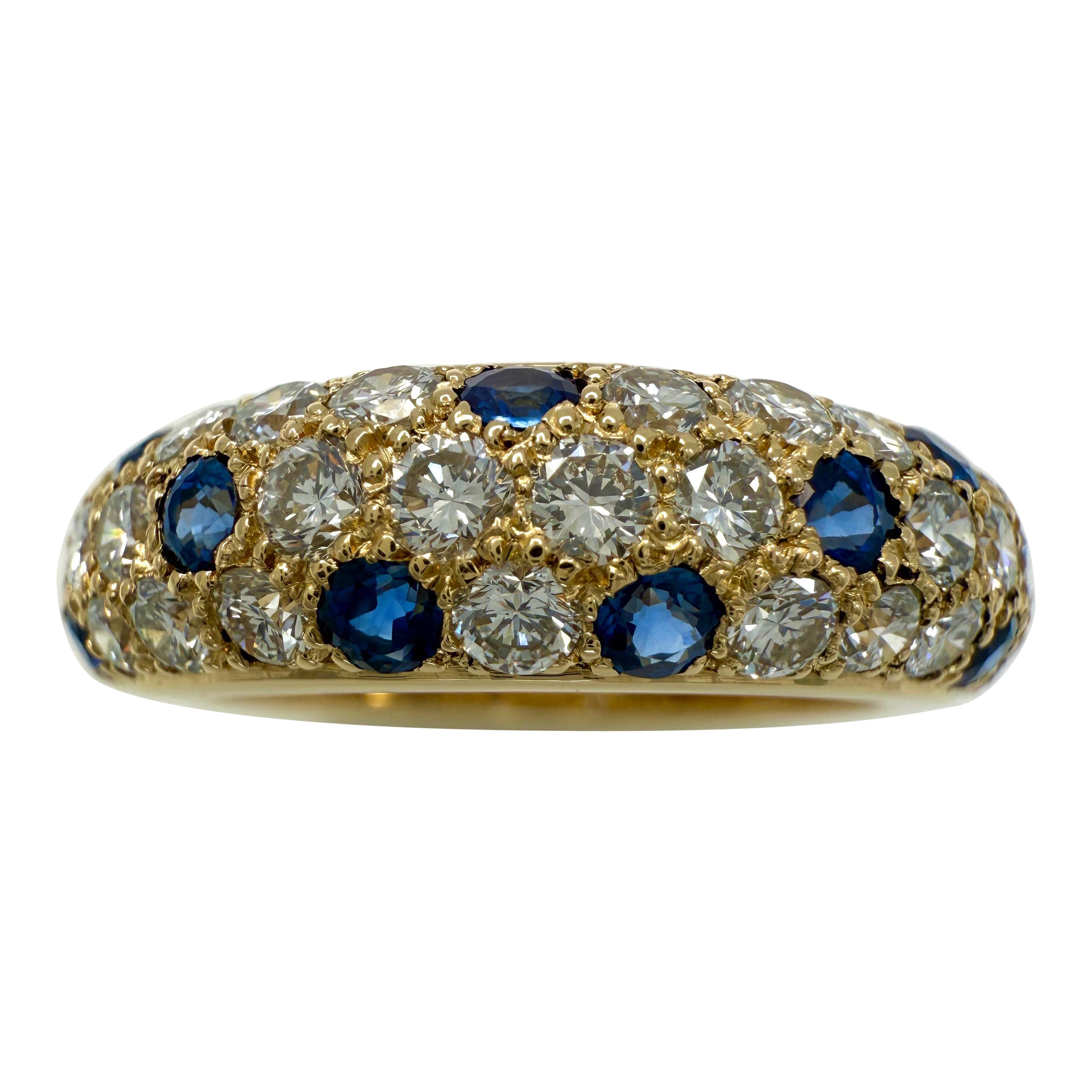 Seltene Vintage Cartier Saphir und Diamant 18k Gelbgold Band Kuppel Ring im Angebot