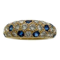 Seltene Vintage Cartier Saphir und Diamant 18k Gelbgold Band Kuppel Ring