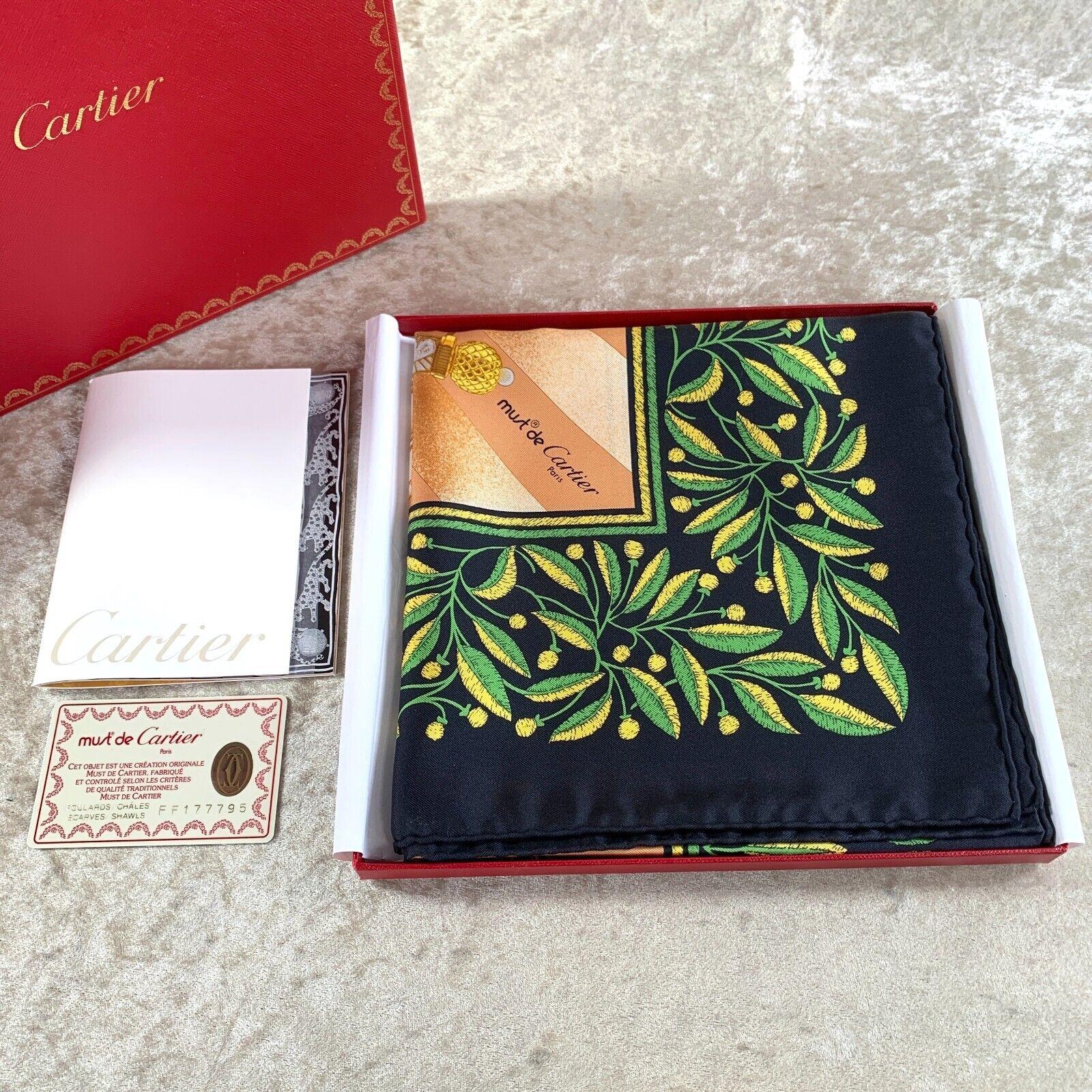 Vintage Cartier Scarf 100% Pure Silk 
Rare 
With Original Cartier Case and Cartier & Card Certificate
Circa 1995
Made in France 
100% Silk 
Pattern Institvt De France 
85/85 cm
In fantastic condition 
Not sure it was ever used
