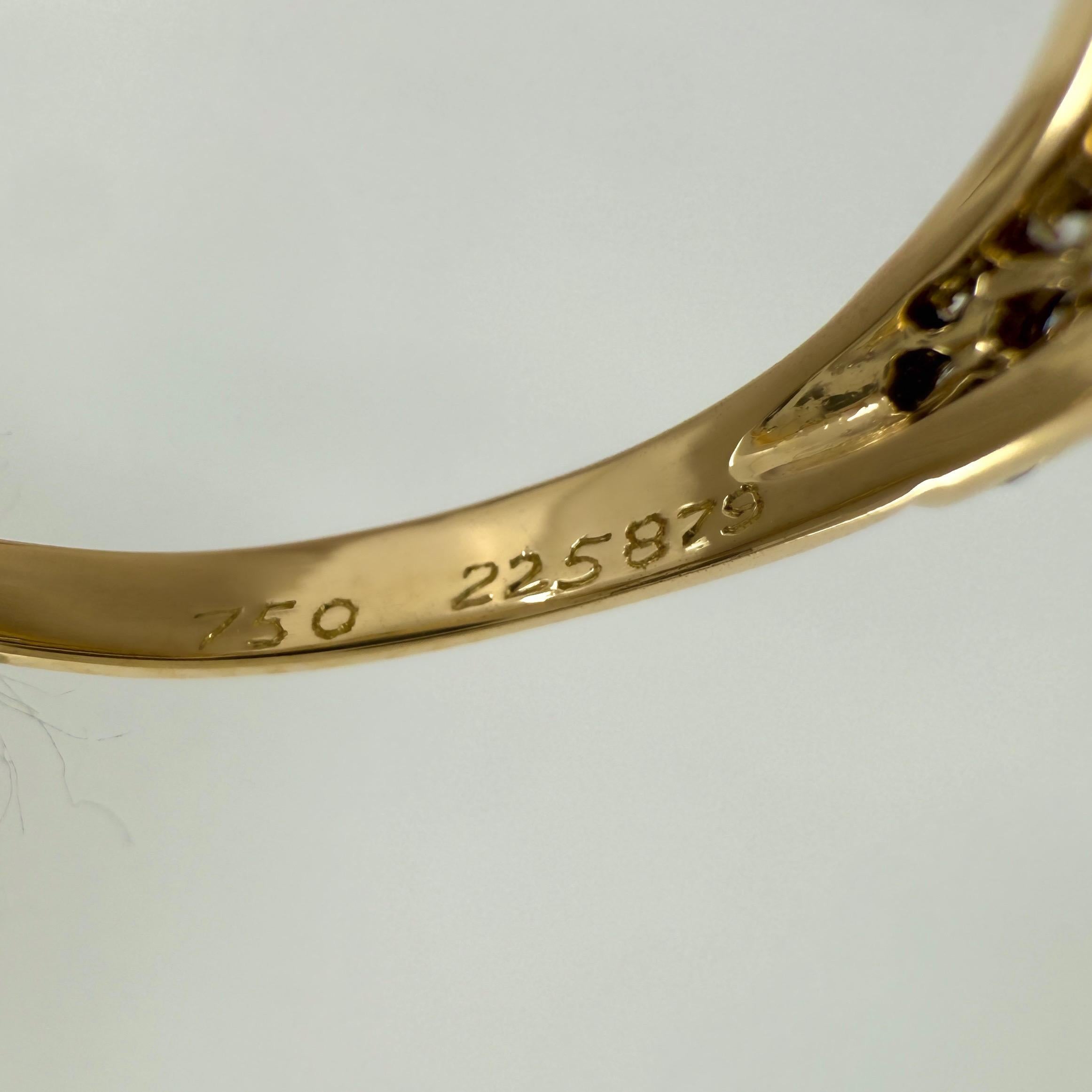 Raro anello vintage Cartier Sugarloaf con zaffiro blu e diamanti Mimi in oro 18k in vendita 2