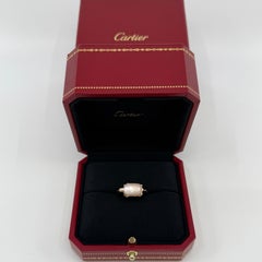 Rare Vintage Cartier Tortue Mother of Pearl & Diamond 18k Rose Gold Ring 54 N1/2