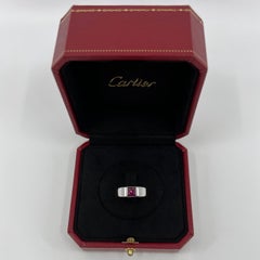 Rare Vintage Cartier Vivid Pink Purple Rhodolite Garnet 18k White Gold Tank Ring
