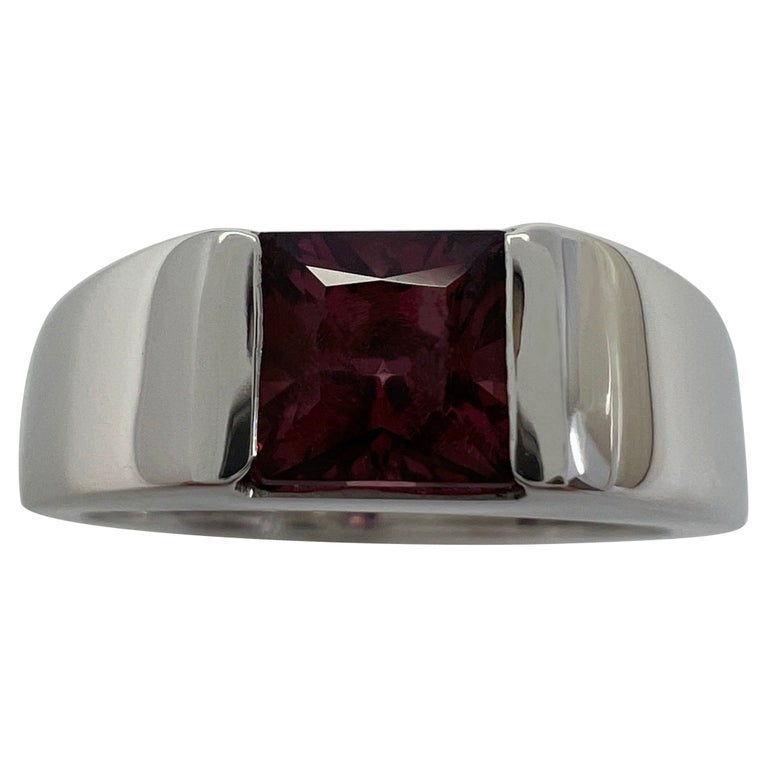 Raro anillo vintage Cartier de granate rodolita rosa vivo púrpura