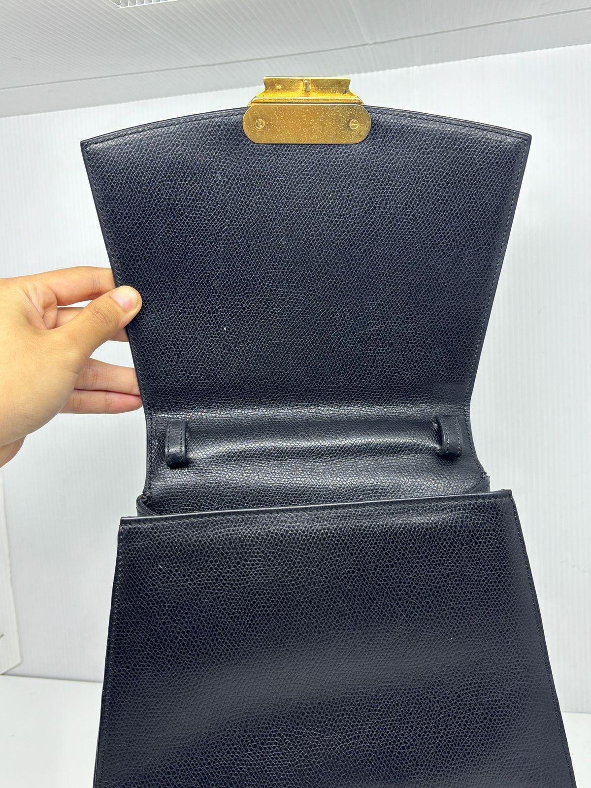 Women's or Men's Rare Vintage Celine Black Grain Leather Triomphe  2-Way Bag