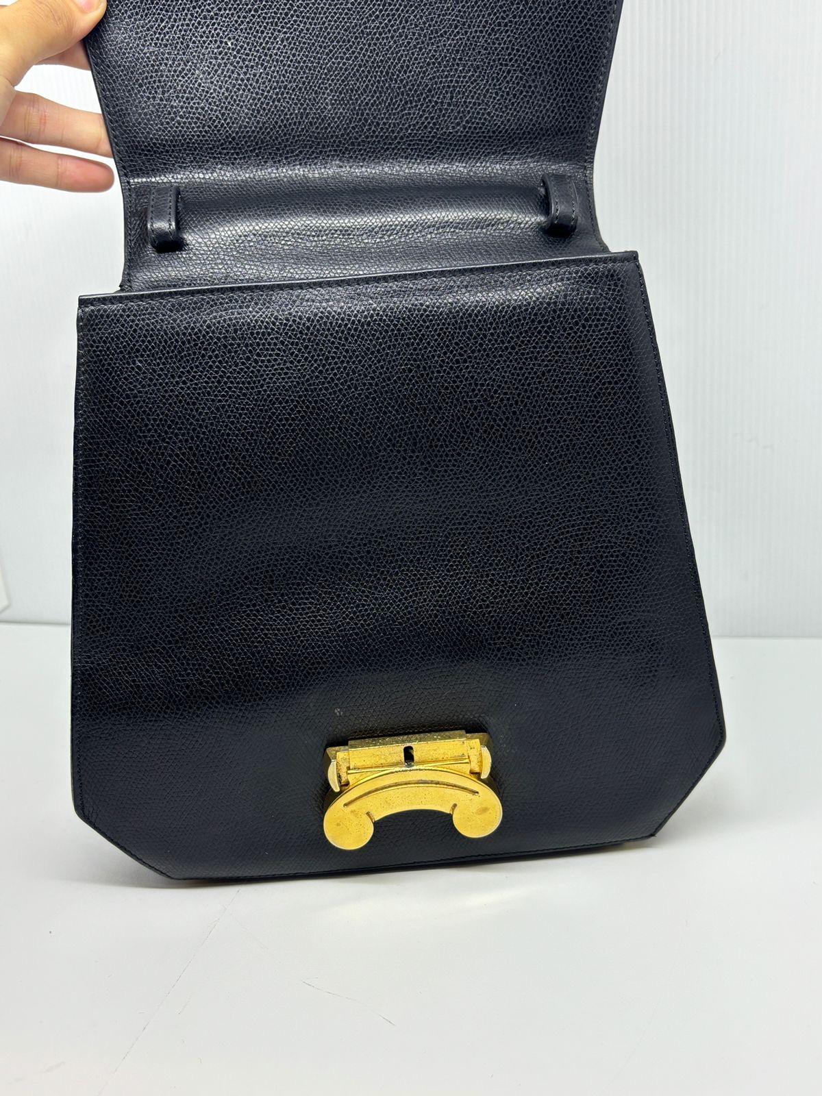 Rare Vintage Celine Black Grain Leather Triomphe  2-Way Bag 1