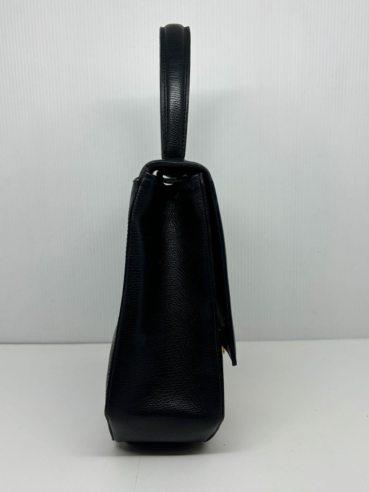 Rare Vintage Celine Black Grain Leather Triomphe  2-Way Bag 4