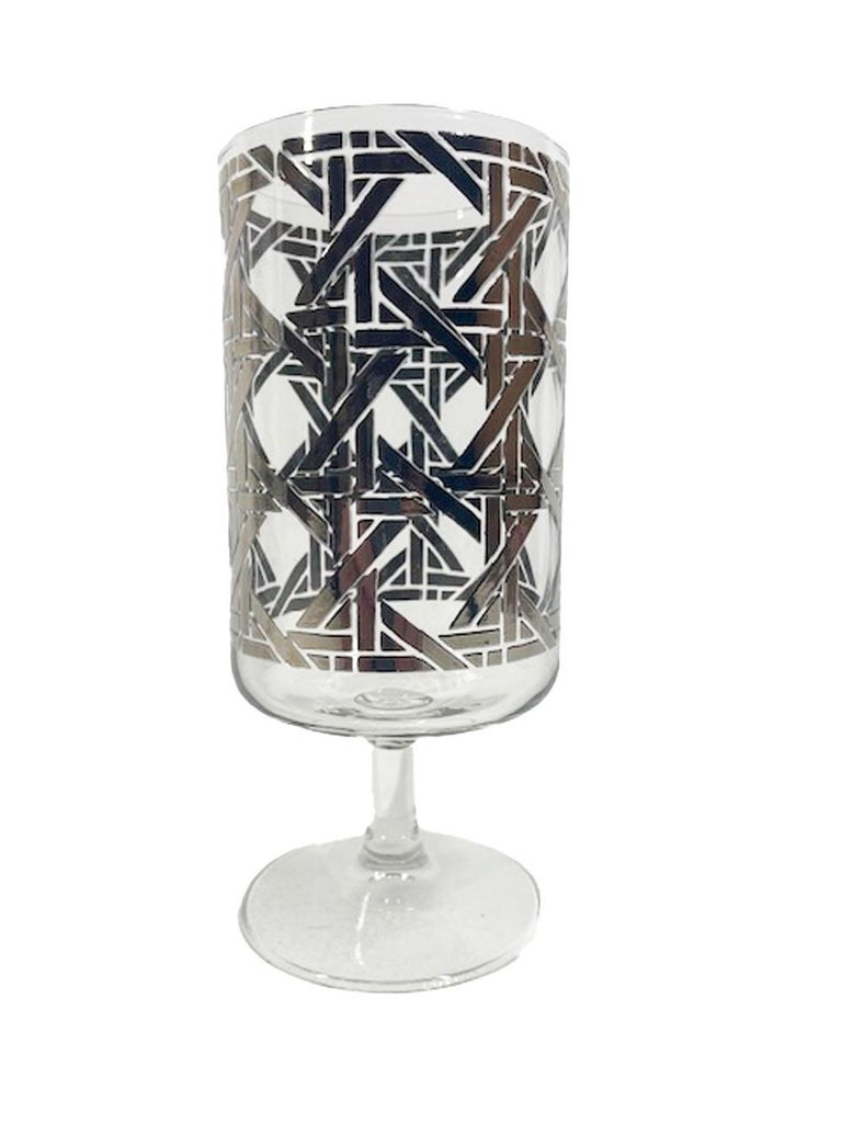 Rare, Vintage Cera Glass, Silver Basket Weave Footed Cocktail Glasses For Sale at 1stDibs
