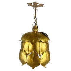 Rare Vintage Chandelier by Hans Kögel, 1970 Gilt Metal Ceiling Fixture