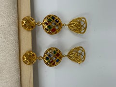 Rare Vintage Chanel Birdcage Gripoix Bell Earrings, 1970s–1980s