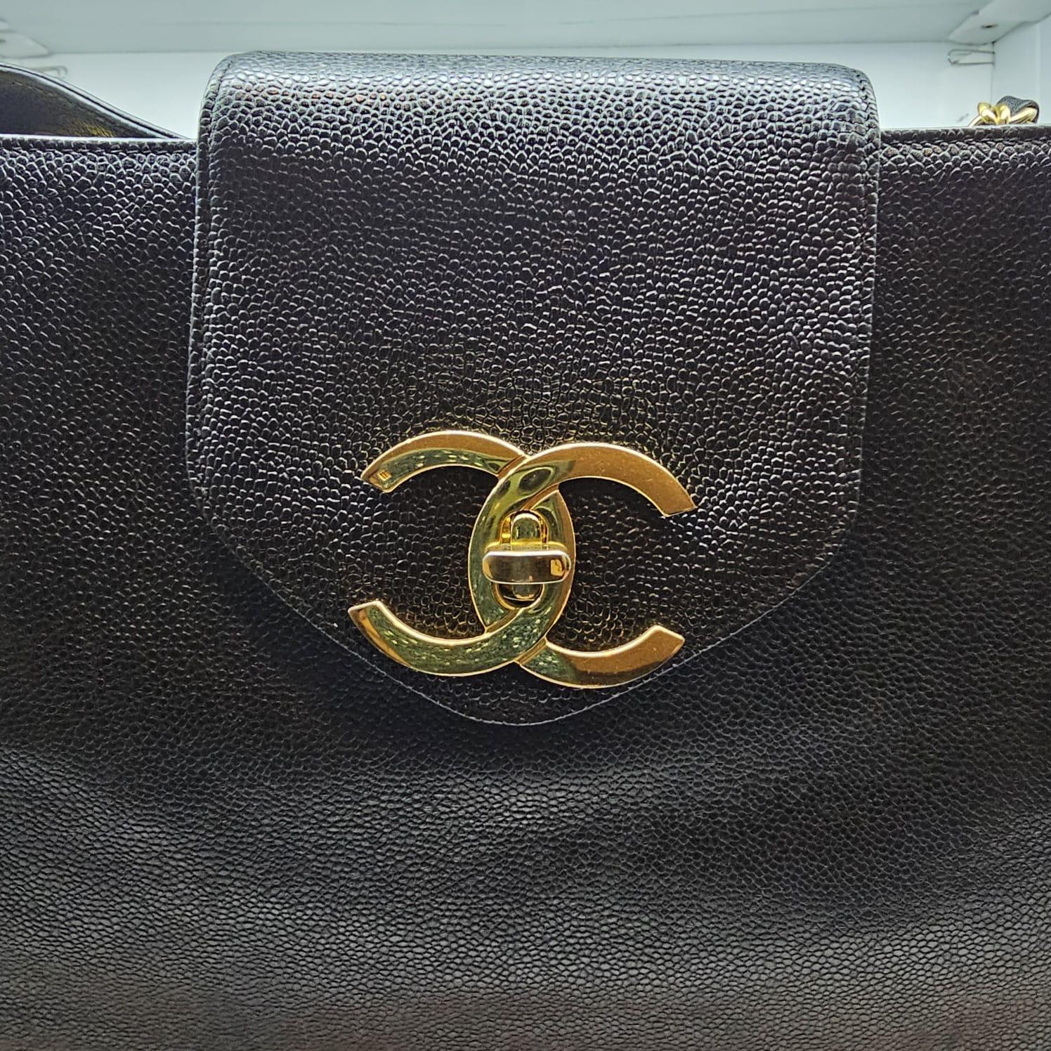 Rare Vintage Chanel Black Caviar XL Supermodel Tote 11