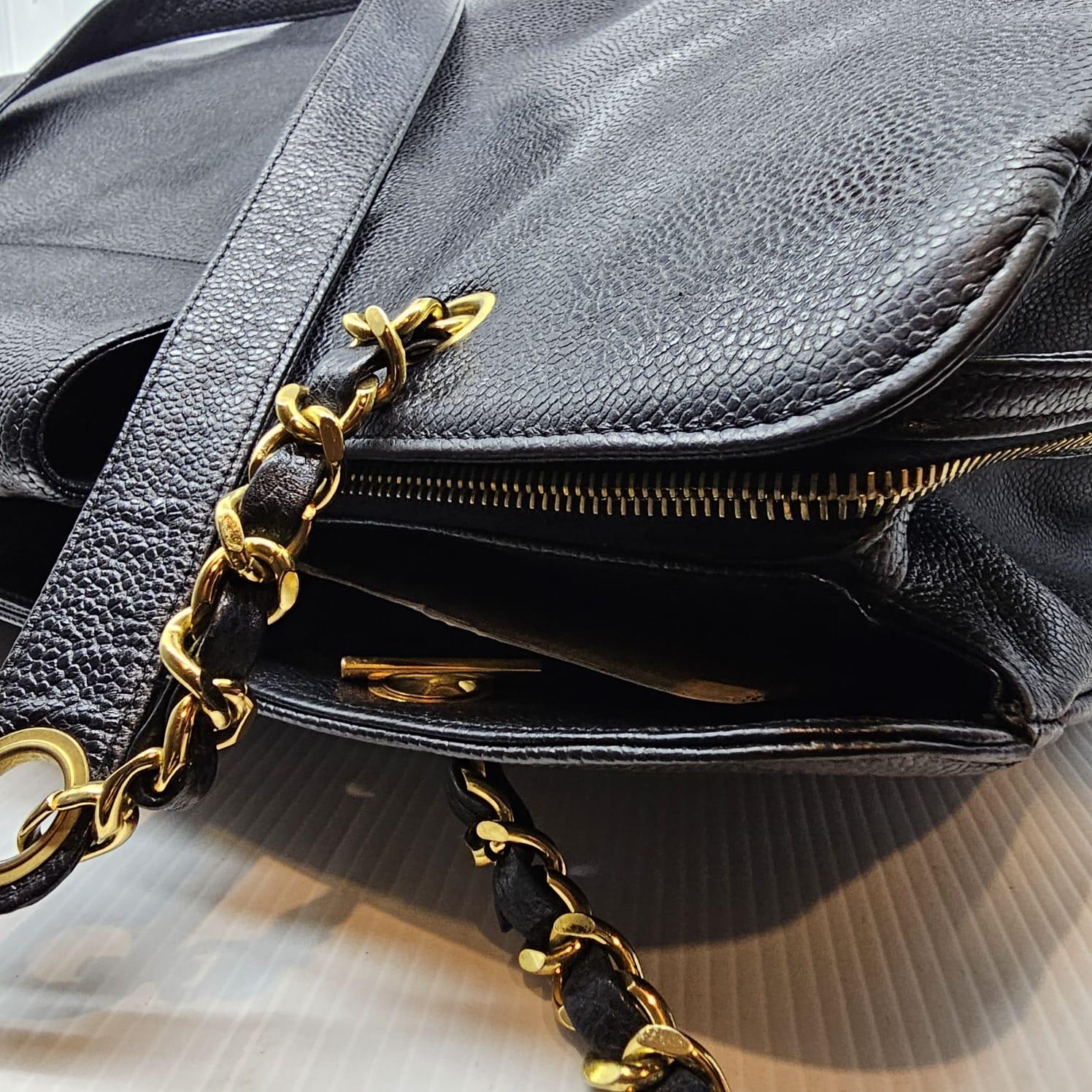 Rare Vintage Chanel Black Caviar XL Supermodel Tote 12