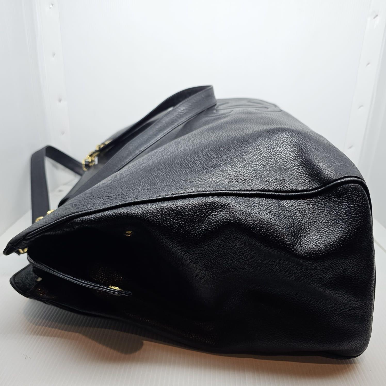 Rare Vintage Chanel Black Caviar XL Supermodel Tote 14