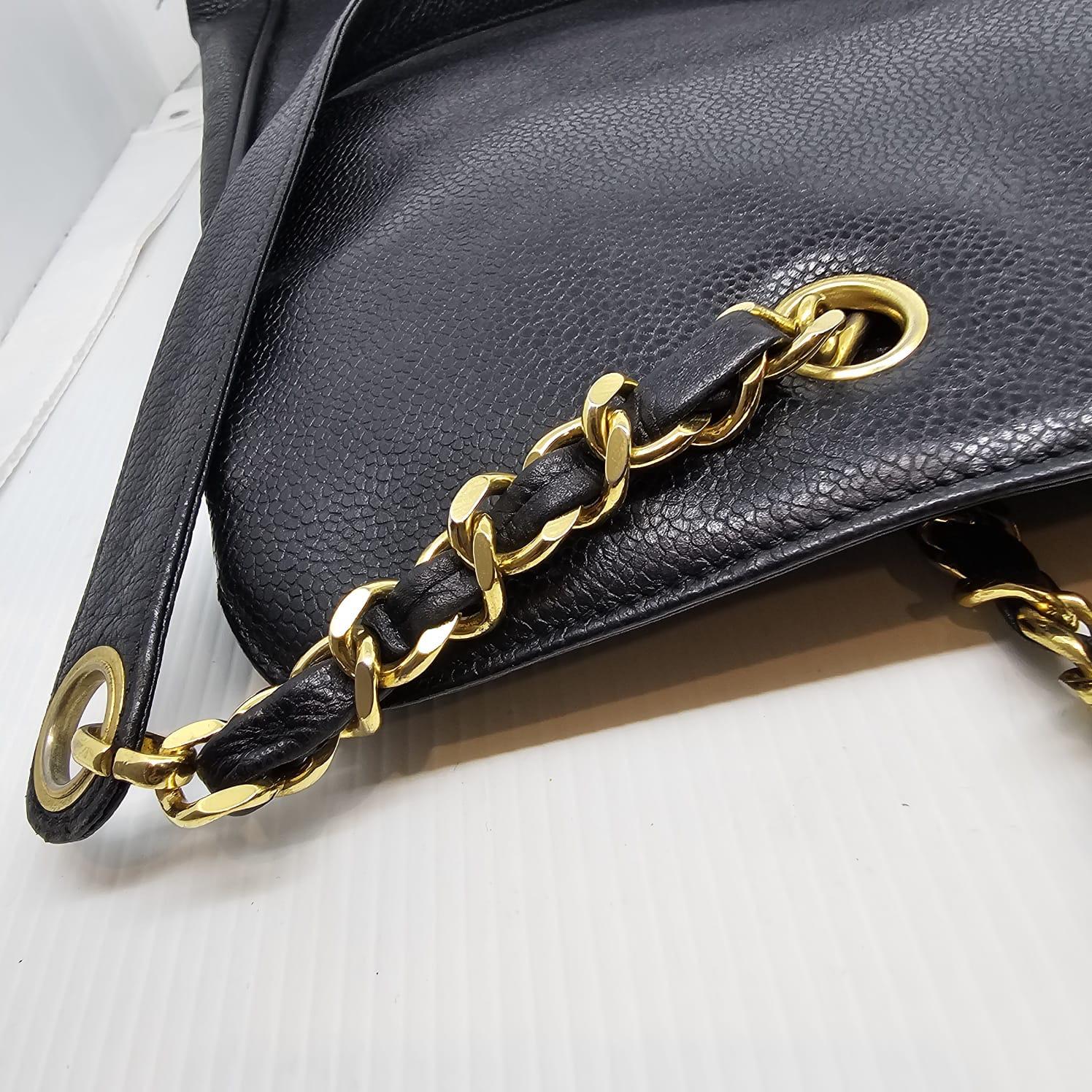 Rare Vintage Chanel Black Caviar XL Supermodel Tote 5