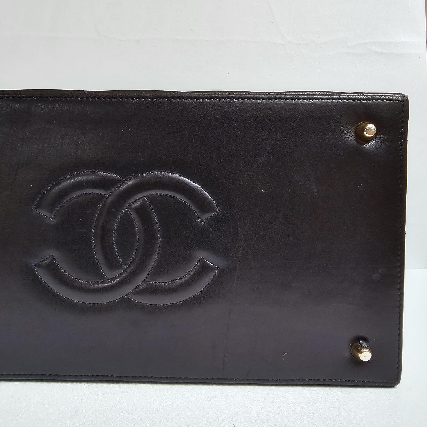 Rare Vintage Chanel Dark Brown Lambskin Quilted Large Vanity Box For Sale 7