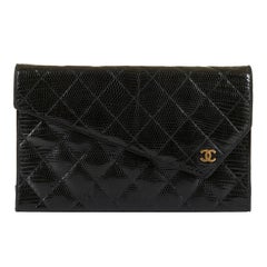 Rare Vintage Chanel Black Lizard Evening Bag by Karl Lagerfeld