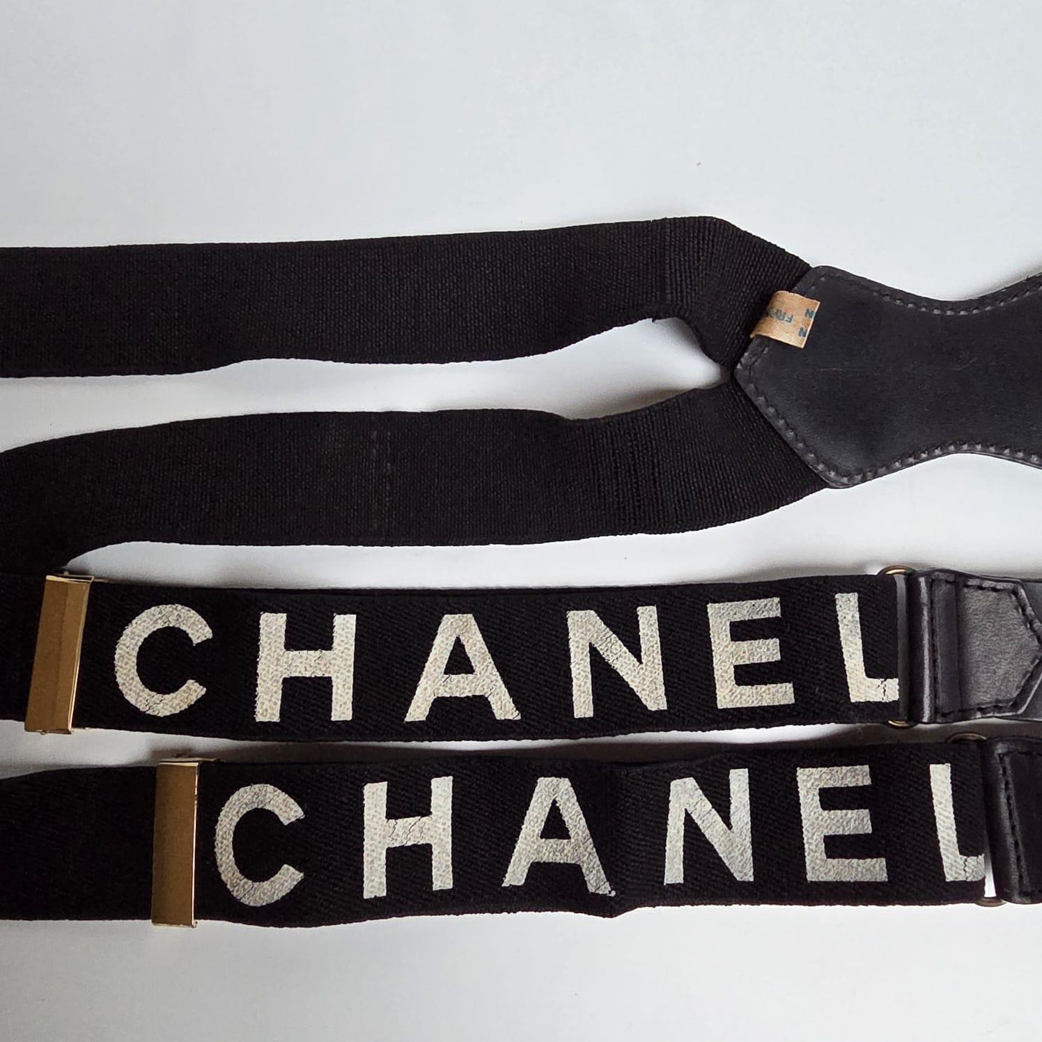 Seltene Vintage Chanel Schwarz Logo Strumpfhalter im Angebot 8