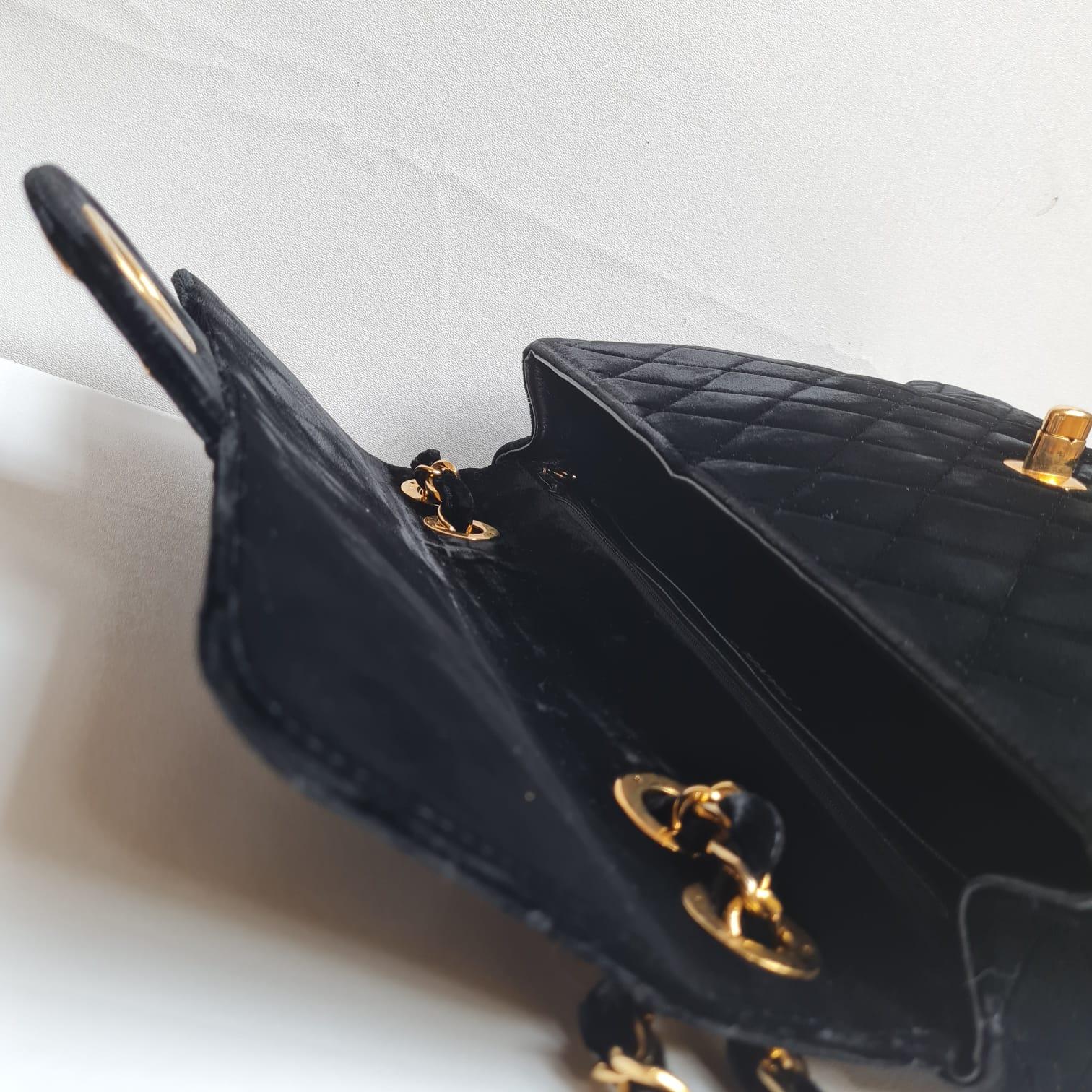 Rare Vintage Chanel Black Velvet Quilted Jumbo 24K Large CC Single Flap Bag 6