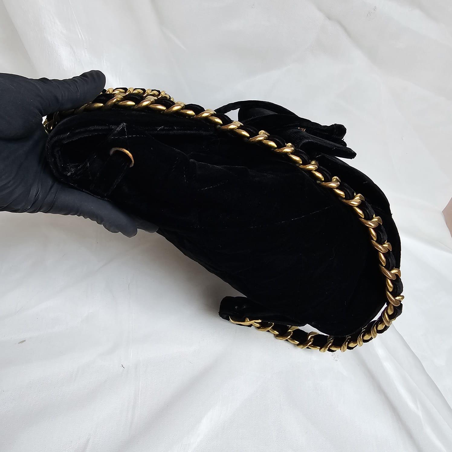 Rare Vintage Chanel Black Velvet Quilted Small Duma Backpack For Sale 14