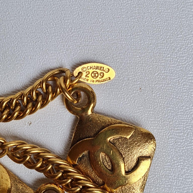 Vintage Chanel Long Quilted CC Logo Drop Pendant